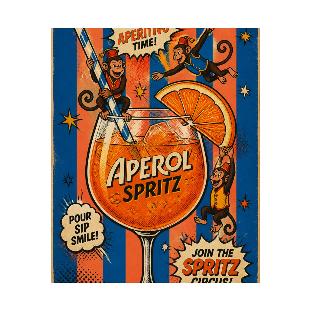 Aperol Spritz Monkeys Wall Art Poster 18×24 Pop Art Living Room Decor Maximalist Print