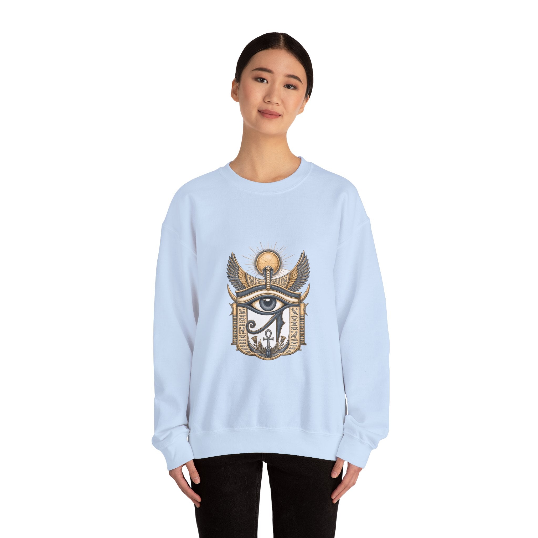 Matching Couple Sweatshirt - Eye of Ra & Horus Matching Couple Crewneck Sweatshirt Hand-Drawn Art His Hers Best Friend Gift - Design A