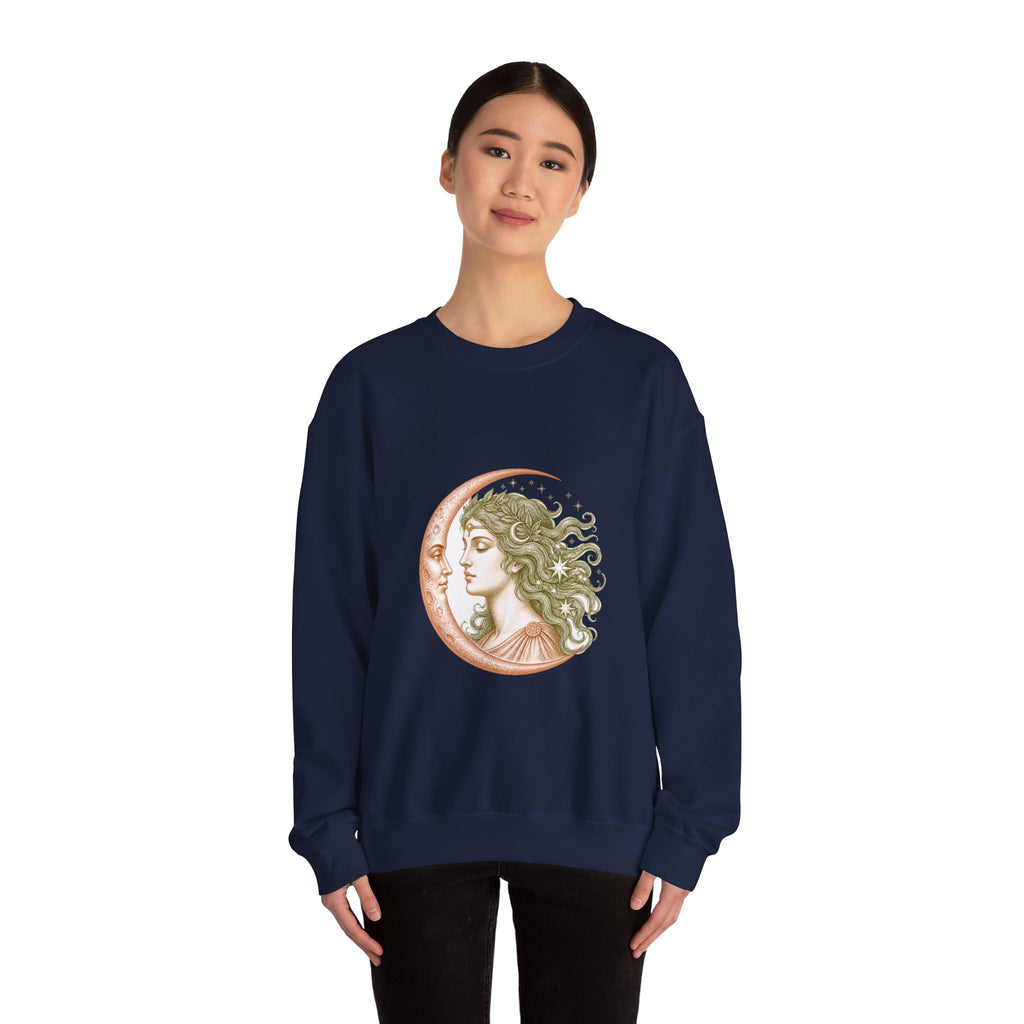 Matching Couple Sweatshirt - Helios & Selene Matching Couple Crewneck Sweatshirt Vintage Art His Hers Wedding Gift - Design B
