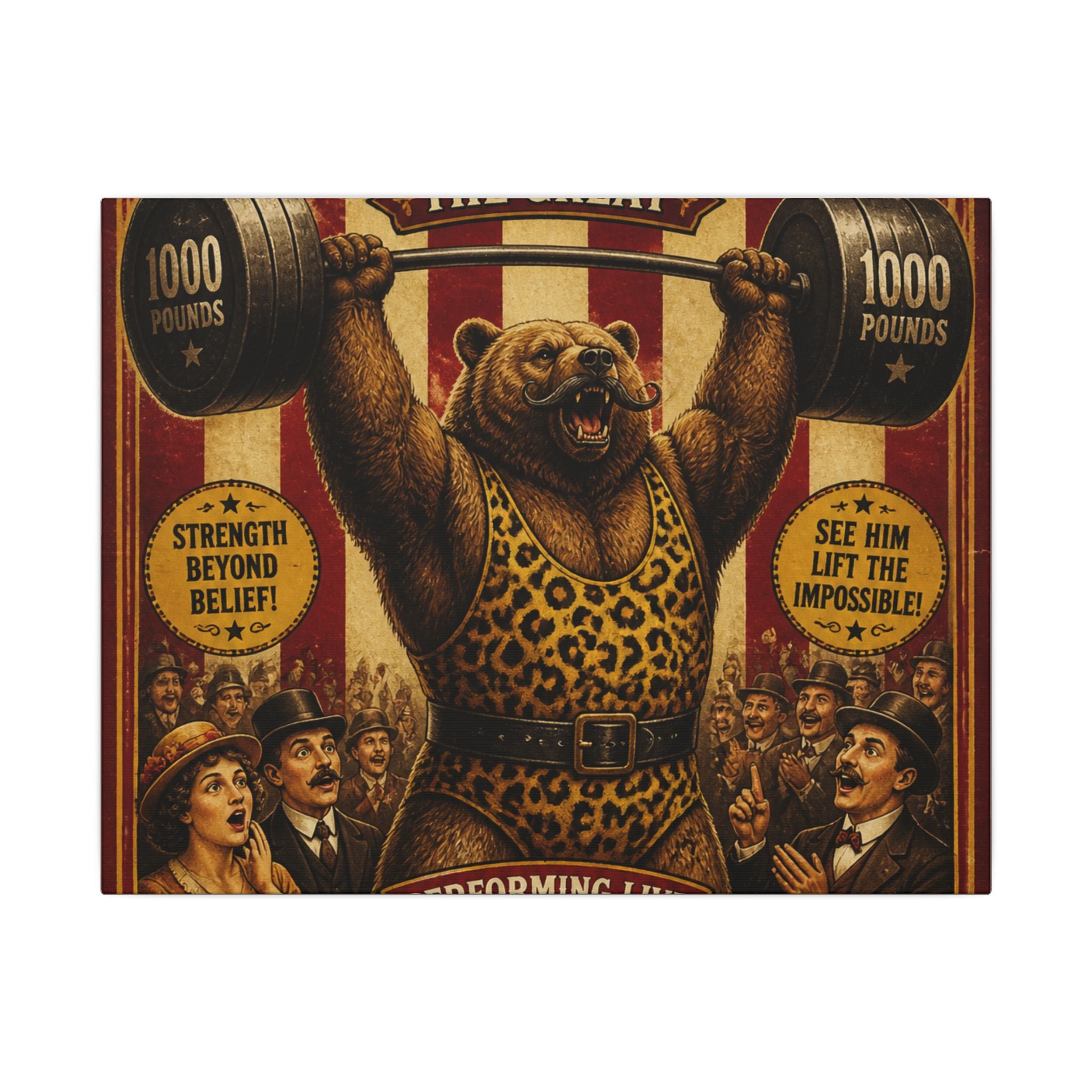 Strongman Bear Wall Art Canvas 16×20 Vintage Circus Kitchen Decor Maximalist Print