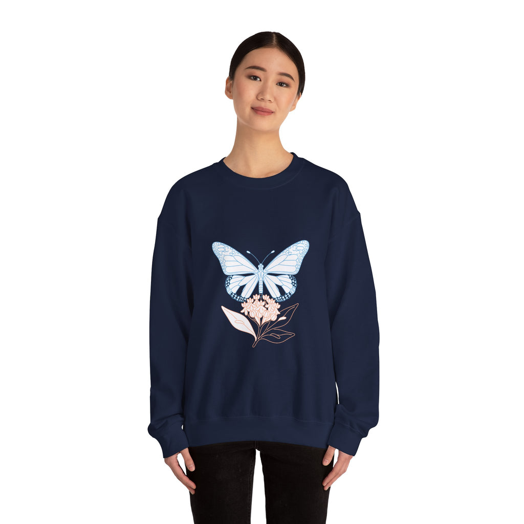 Matching Couple Sweatshirt - Butterfly & Moth Matching Couple Crewneck Sweatshirt Minimalist Art His Hers Valentine Gift - Design A