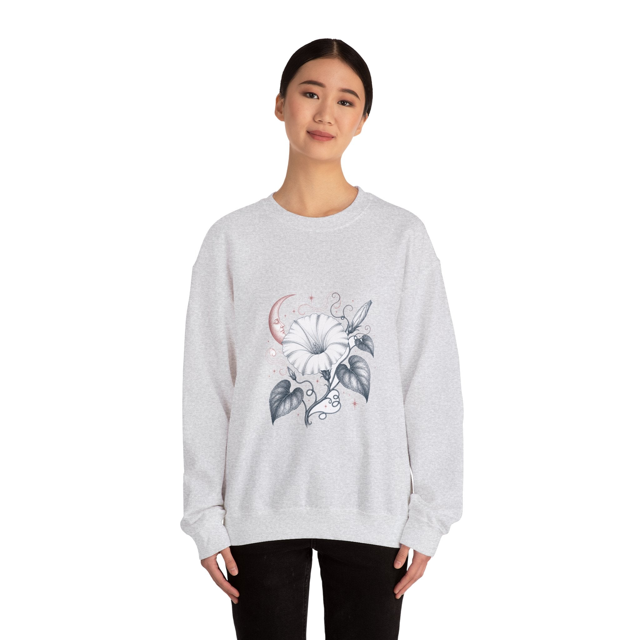 Matching Couple Sweatshirt - Sunflower & Moonflower Matching Couple Comfort Colors Crew Vintage Art His Hers Honeymoon Gift - Design B