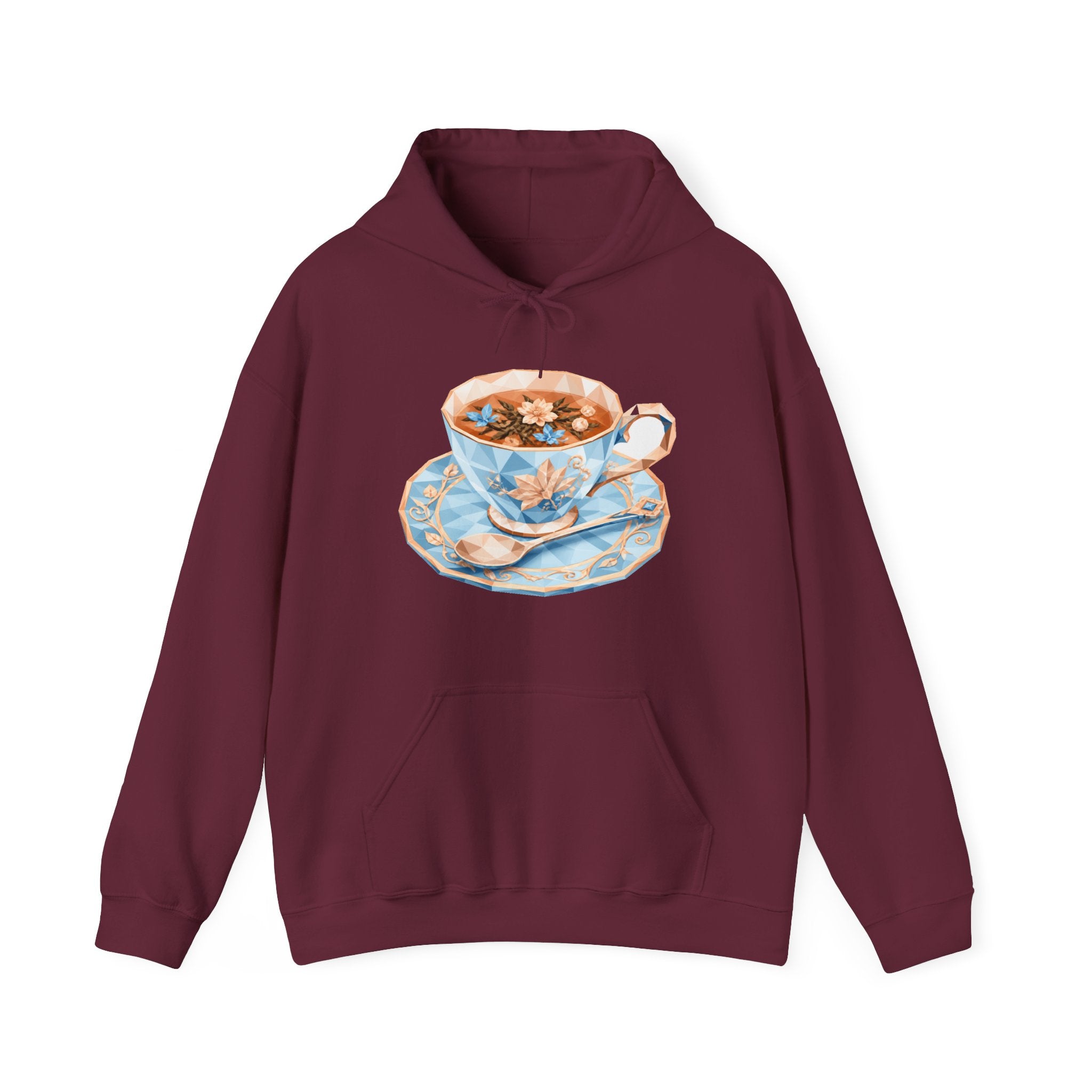 Matching Couple Sweatshirt - Coffee & Tea Matching Couple Hooded Sweatshirt Geometric Art His Hers Couple Gift - Design B