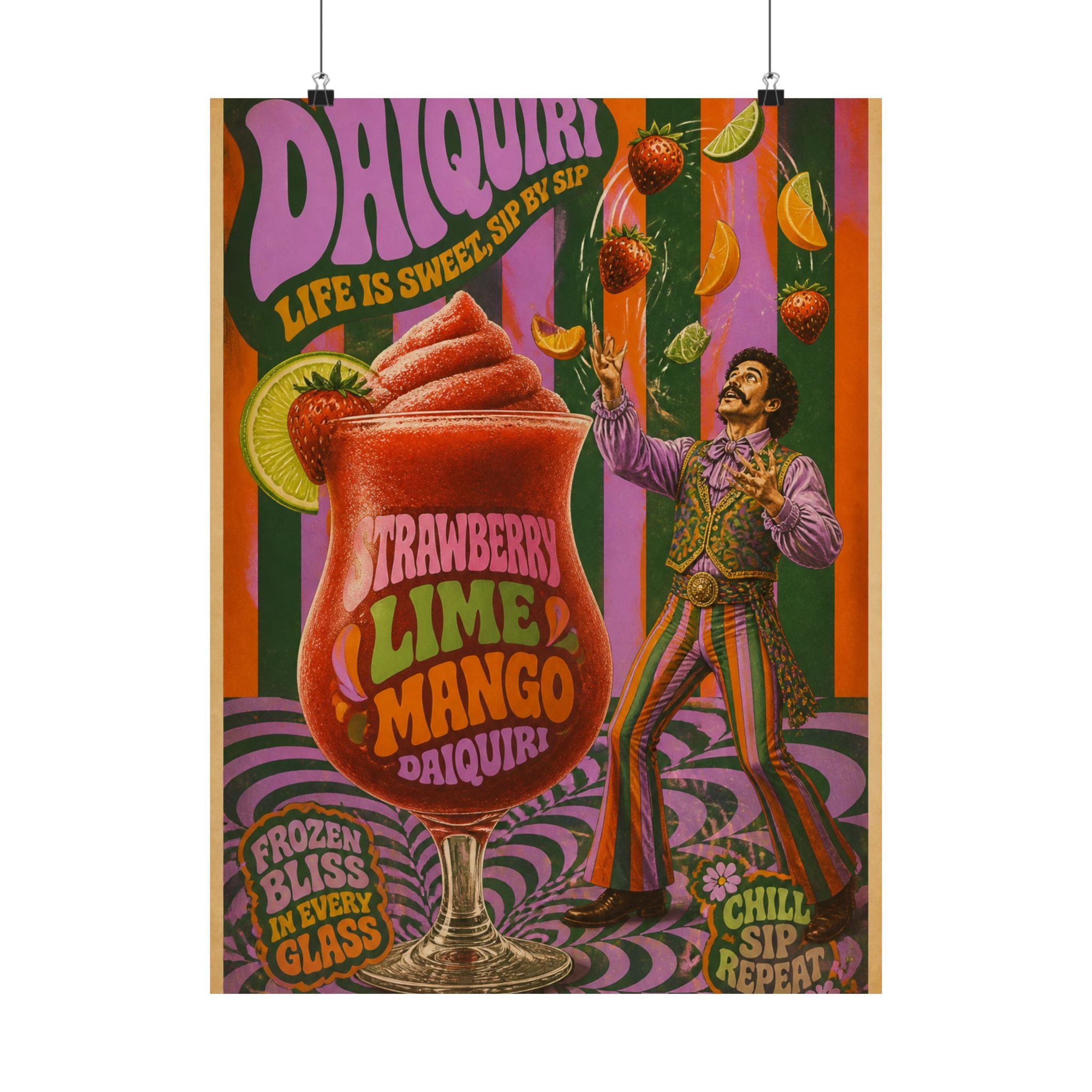 Daiquiri Fruit Juggler Wall Art Poster 18×24 Psychedelic Cafe Decor Maximalist Print