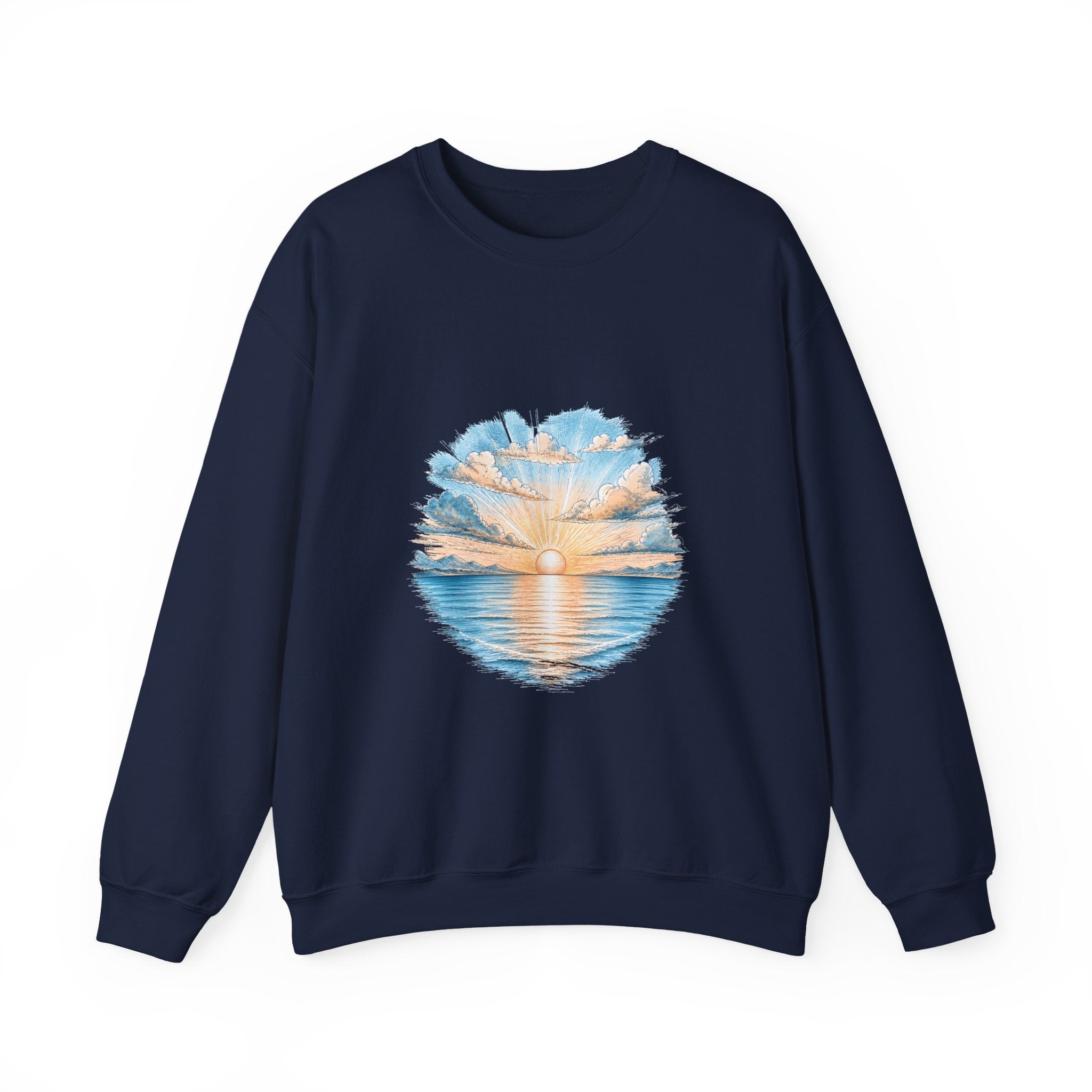 Matching Couple Sweatshirt - Sunrise & Sunset Matching Couple Crewneck Sweatshirt Hand-Drawn Art His Hers Best Friend Gift - Design A