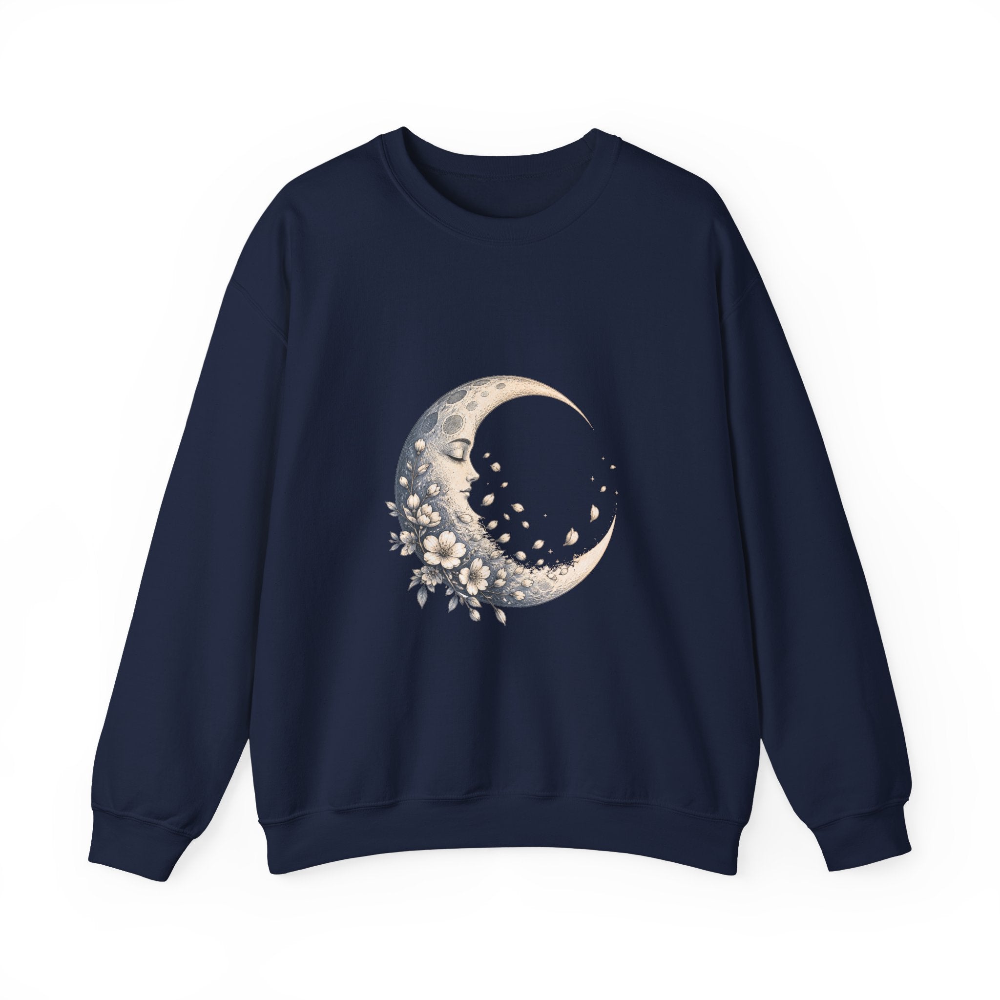 Matching Couple Sweatshirt - Waxing & Waning Moon Matching Couple Premium Fleece Sweatshirt Hand-Drawn Art His Hers Anniversary Gift - Design B