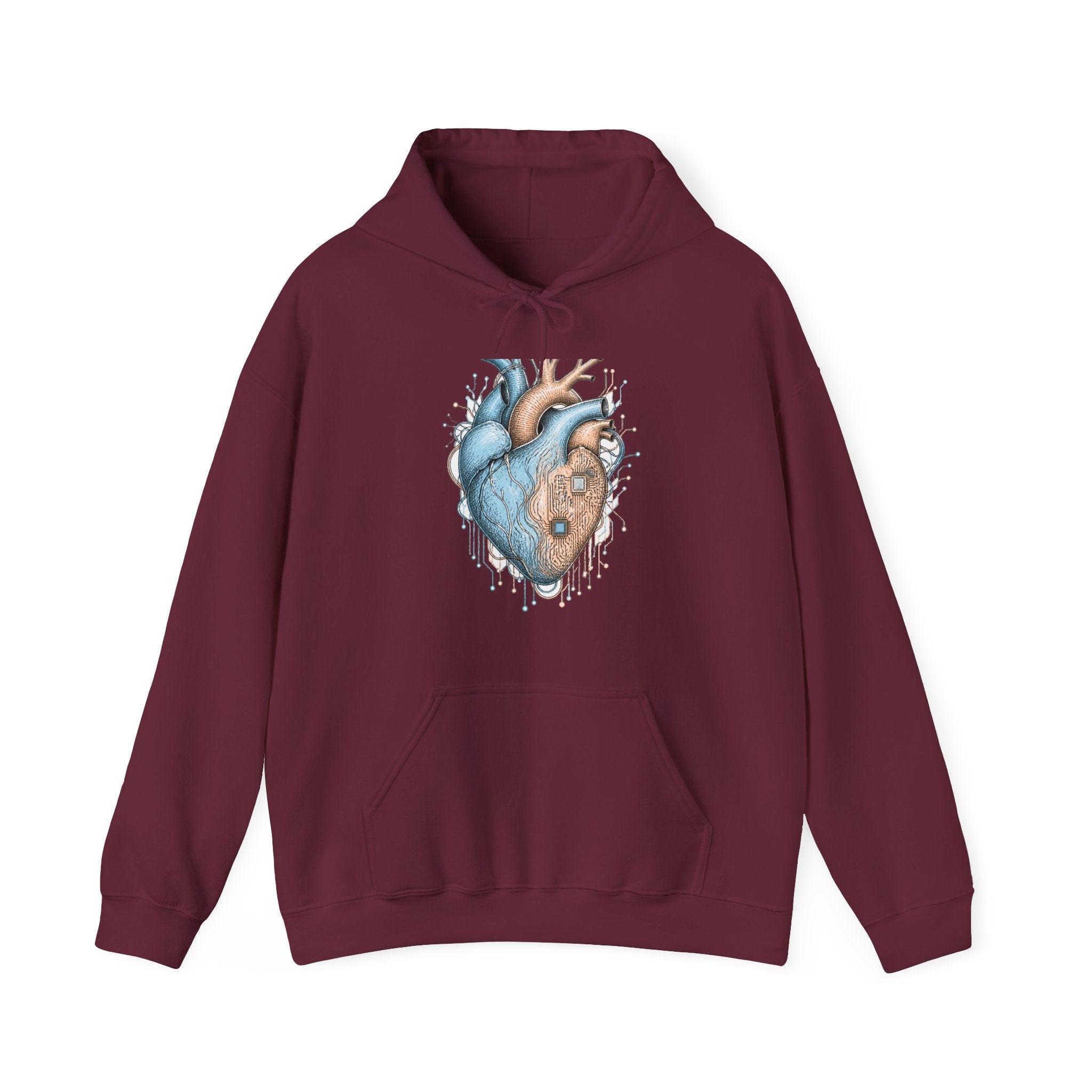 Matching Couple Sweatshirt - Robot & Heart Matching Couple Hooded Sweatshirt Hand-Drawn Art His Hers Best Friend Gift - Design B