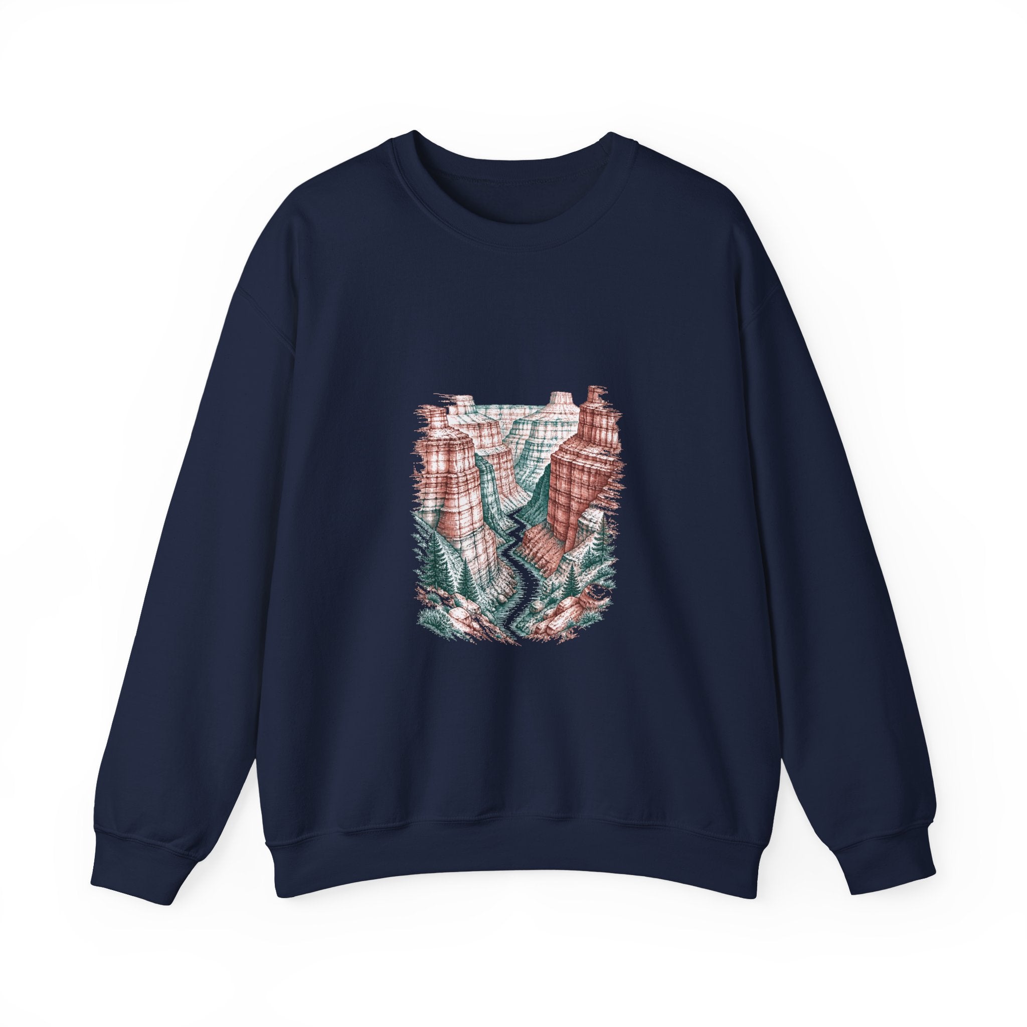 Matching Couple Sweatshirt - Lavender Fields & Canyon Matching Couple Crewneck Sweatshirt Hand-Drawn Art His Hers Best Friend Gift - Design B
