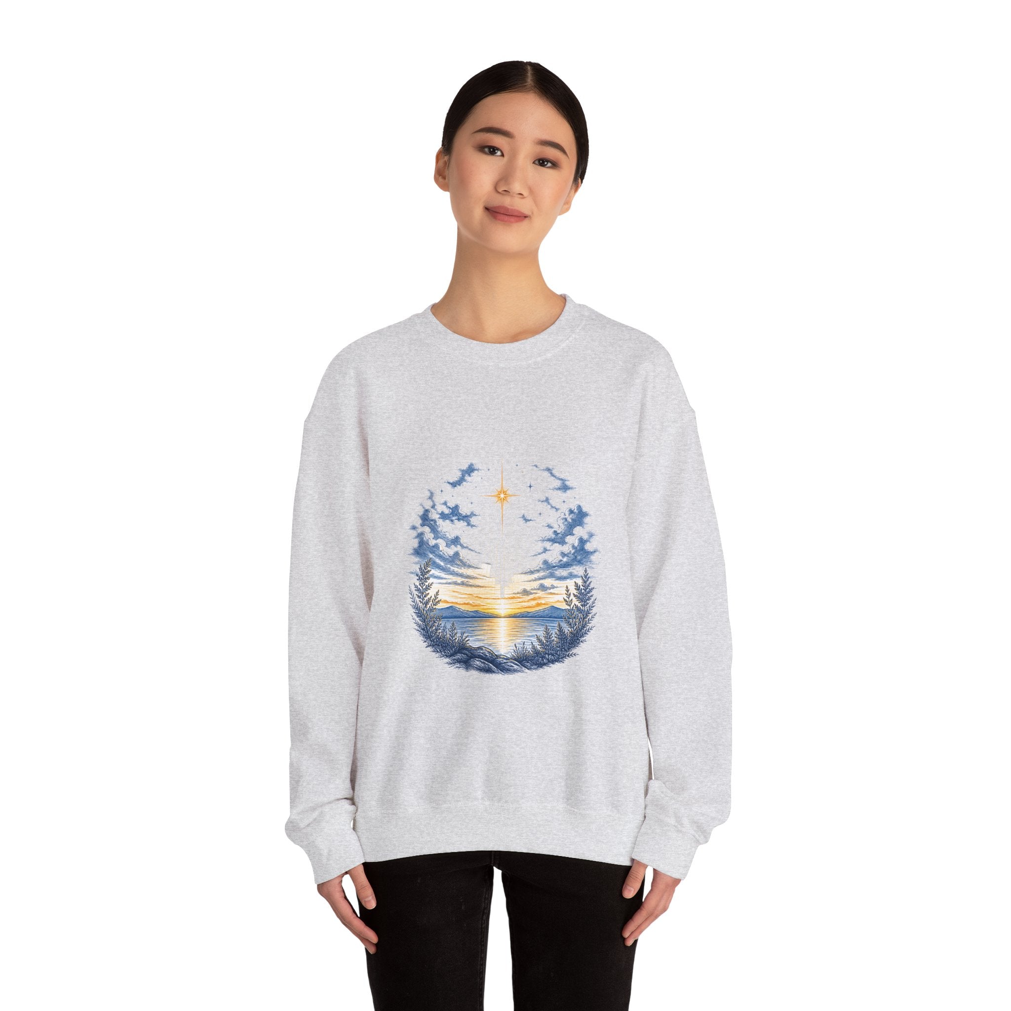 Matching Couple Sweatshirt - Evening & Morning Star Matching Couple Premium Fleece Sweatshirt Hand-Drawn Art His Hers Anniversary Gift - Design A