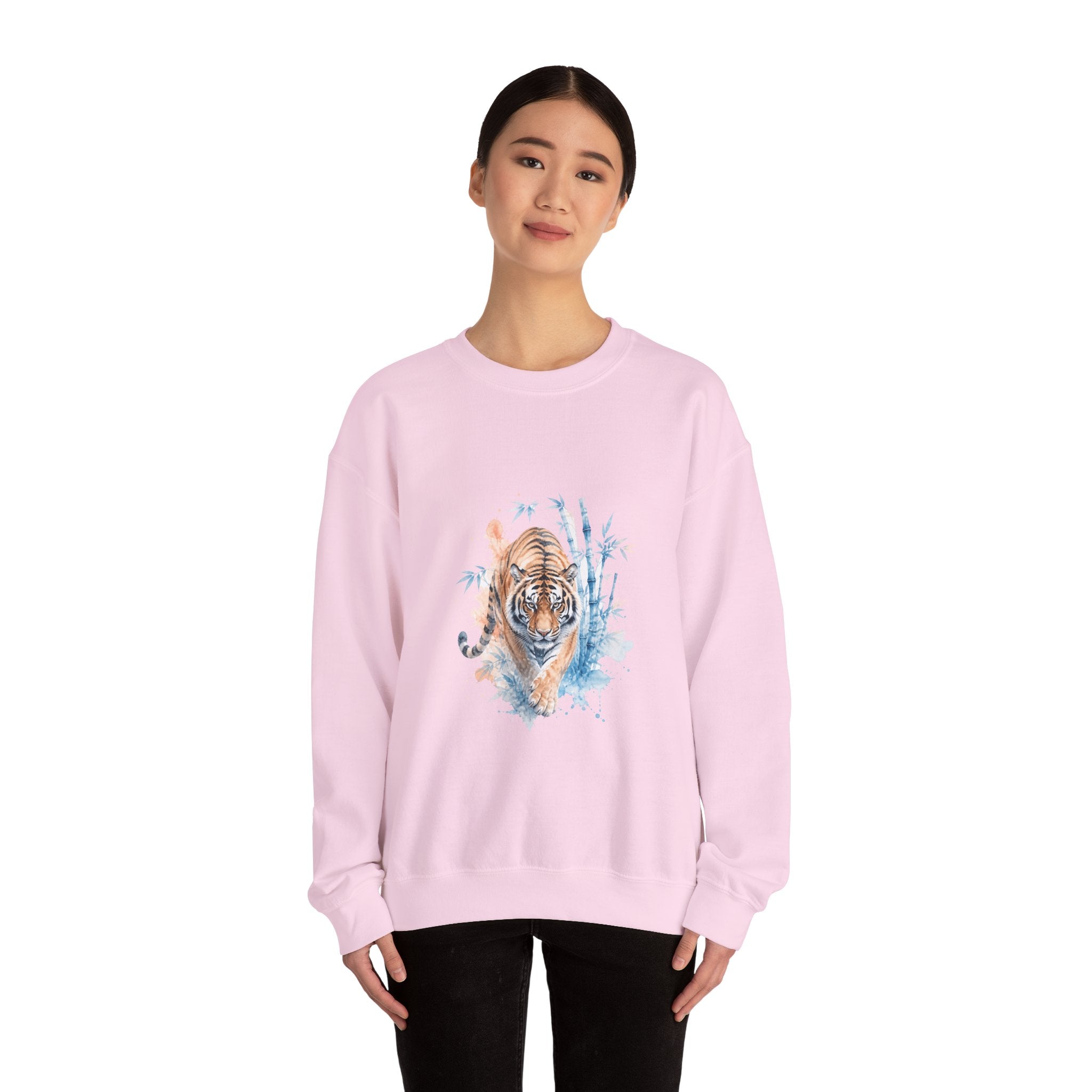 Matching Couple Sweatshirt - Tiger & Crane Matching Couple Comfort Colors Crew Watercolor Art His Hers Birthday Gift - Design A