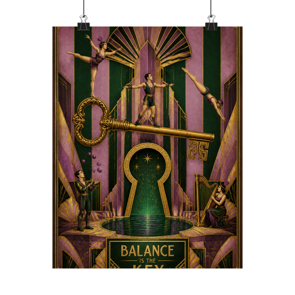 Giant Key Performance Wall Art Poster 18×24 Art Deco Entryway Decor Maximalist Print