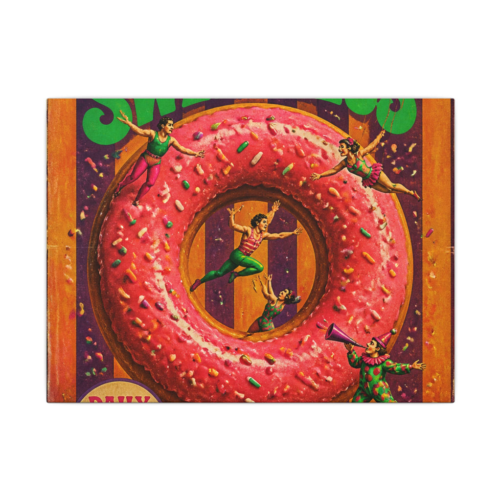 Donut Circus Ring Wall Art Canvas 24×36 Psychedelic Dining Room Decor Maximalist Print