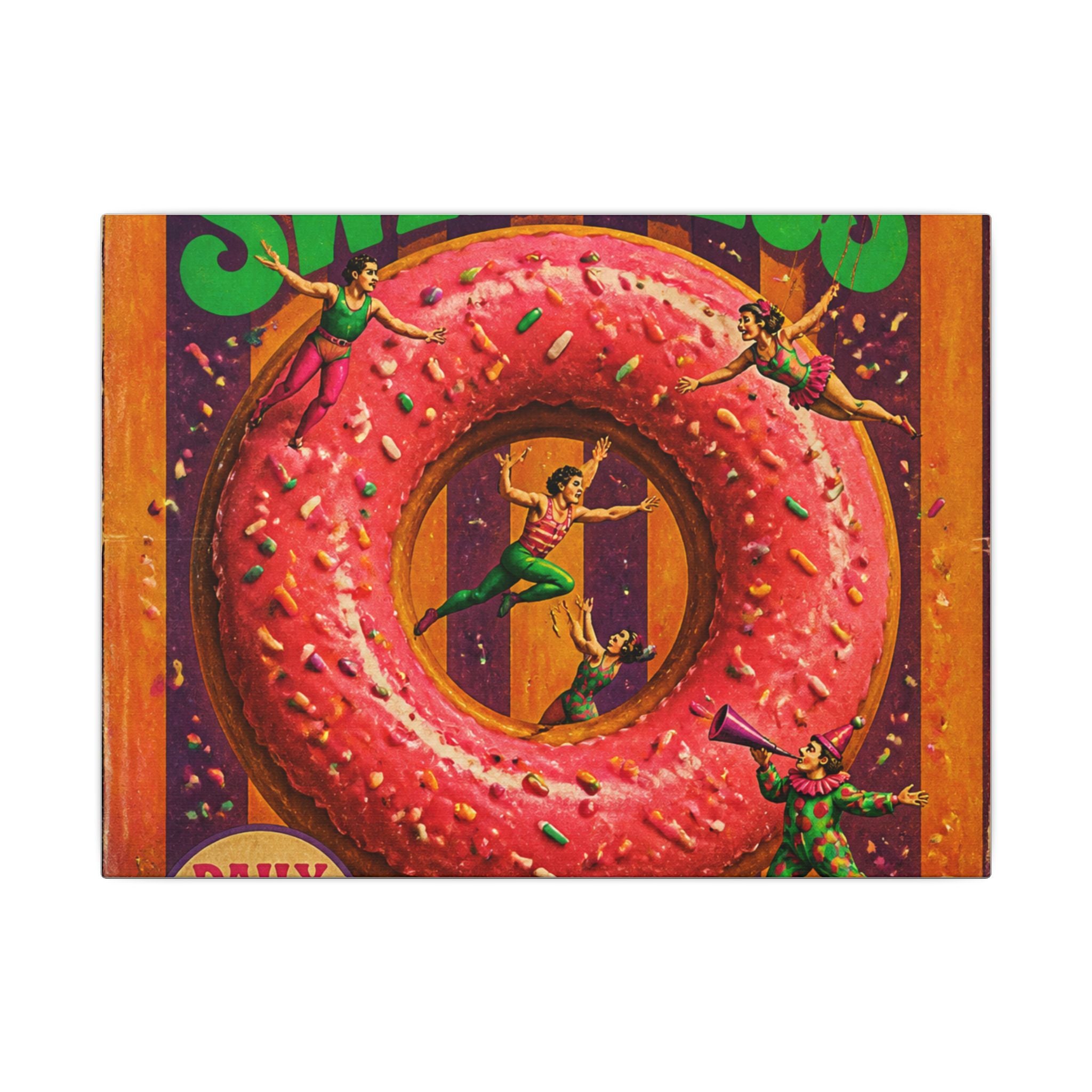 Donut Circus Ring Wall Art Canvas 24×36 Psychedelic Dining Room Decor Maximalist Print