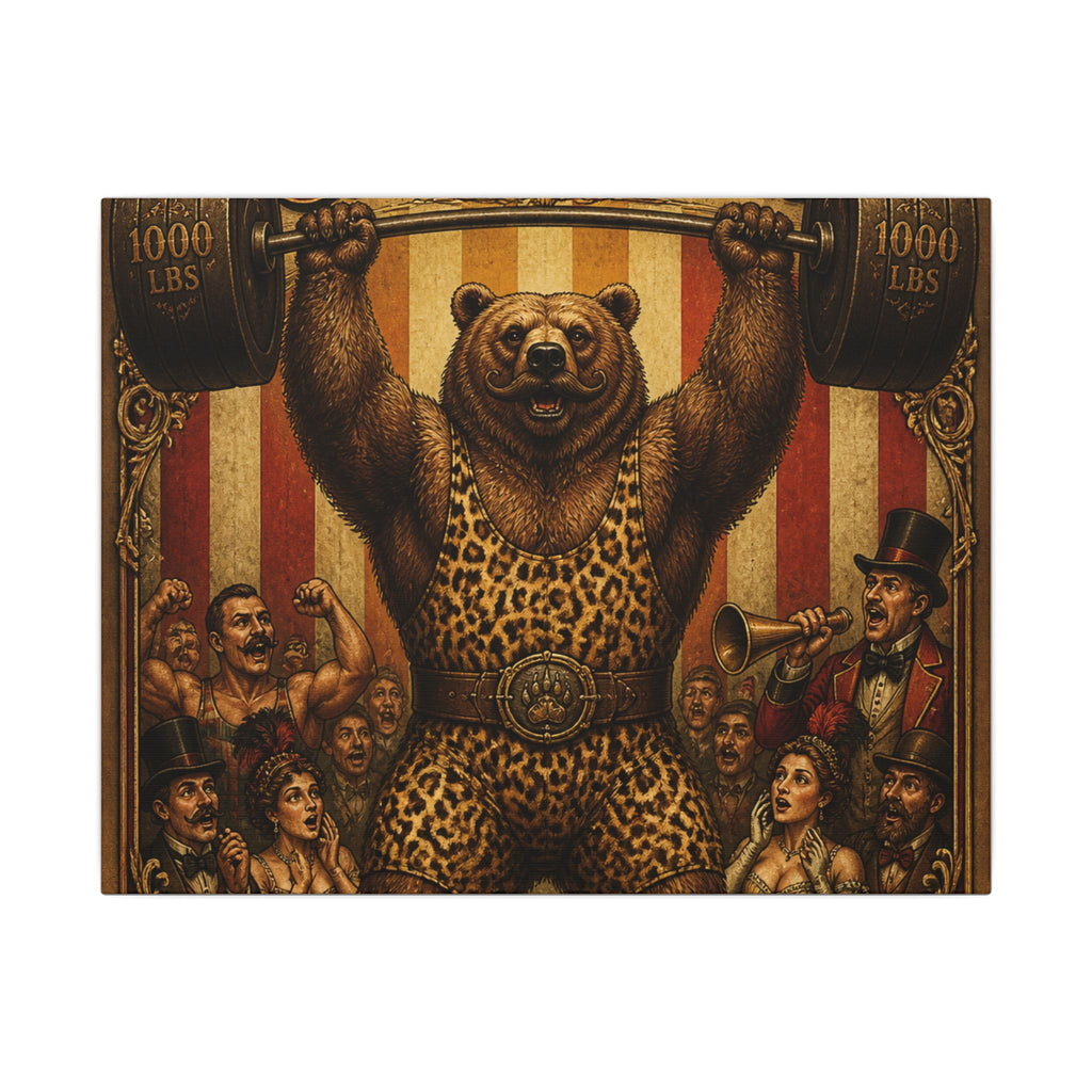Strongman Bear Wall Art Canvas 24×36 Baroque Studio Decor Maximalist Print