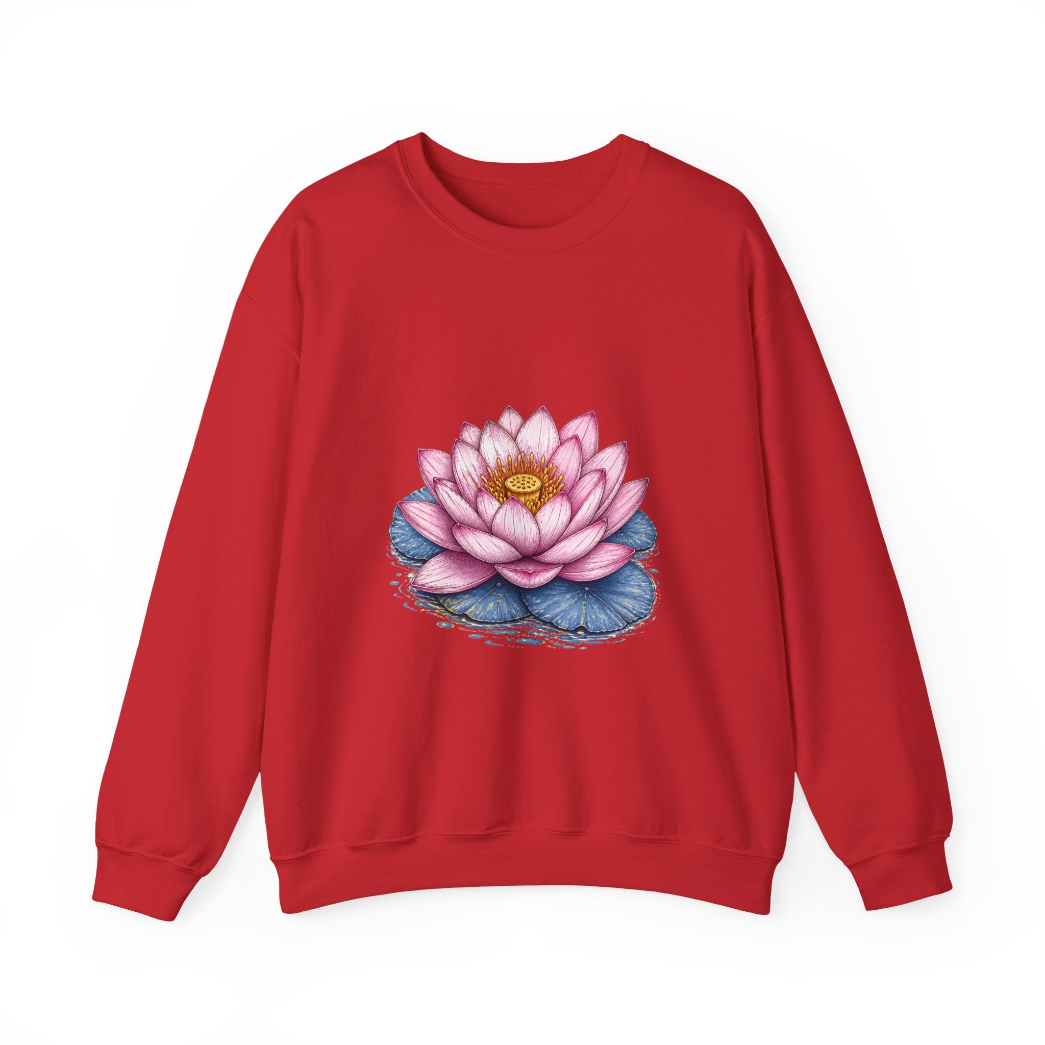 Matching Couple Sweatshirt - Open & Closed Lotus Matching Couple Comfort Colors Crew Hand-Drawn Art His Hers Anniversary Gift - Design A