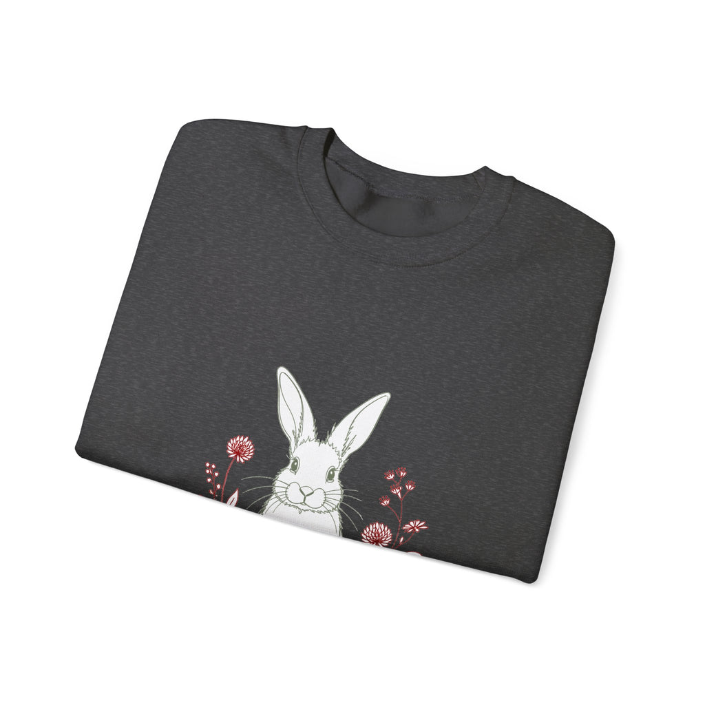 Matching Couple Sweatshirt - Fox & Rabbit Matching Couple Crewneck Sweatshirt Minimalist Art His Hers Valentine Gift - Design B