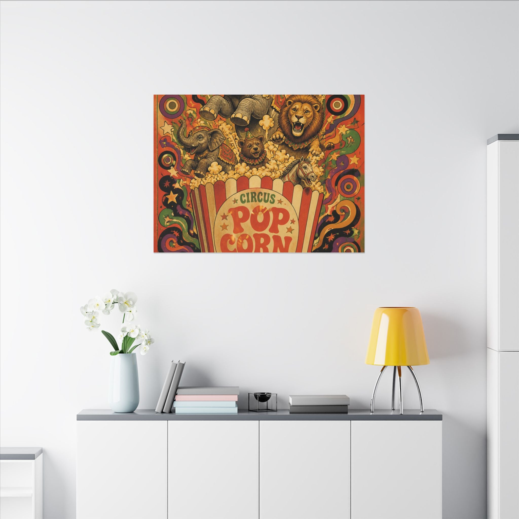 Popcorn Box Animals Wall Art Canvas 16×20 Psychedelic Cafe Decor Maximalist Print