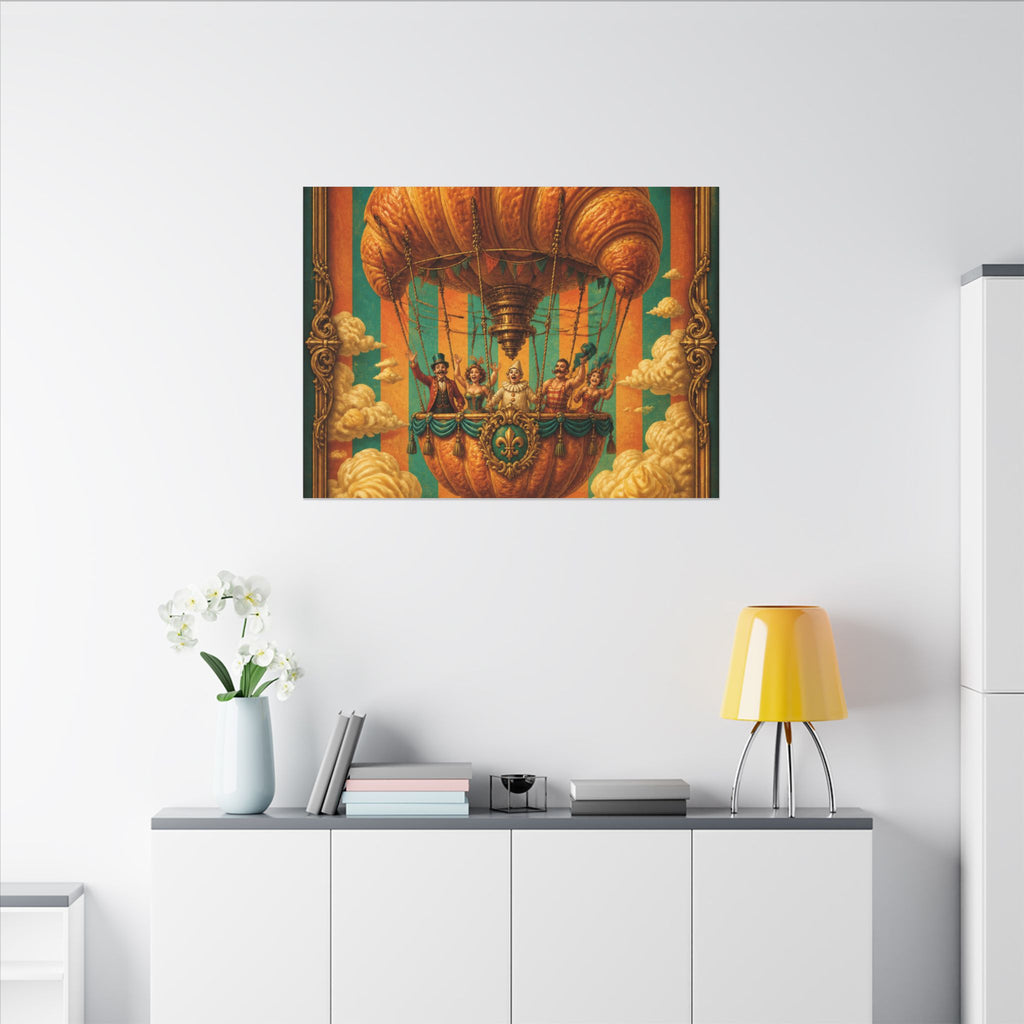 Croissant Hot Air Balloon Wall Art Canvas 24×36 Baroque Studio Decor Maximalist Print