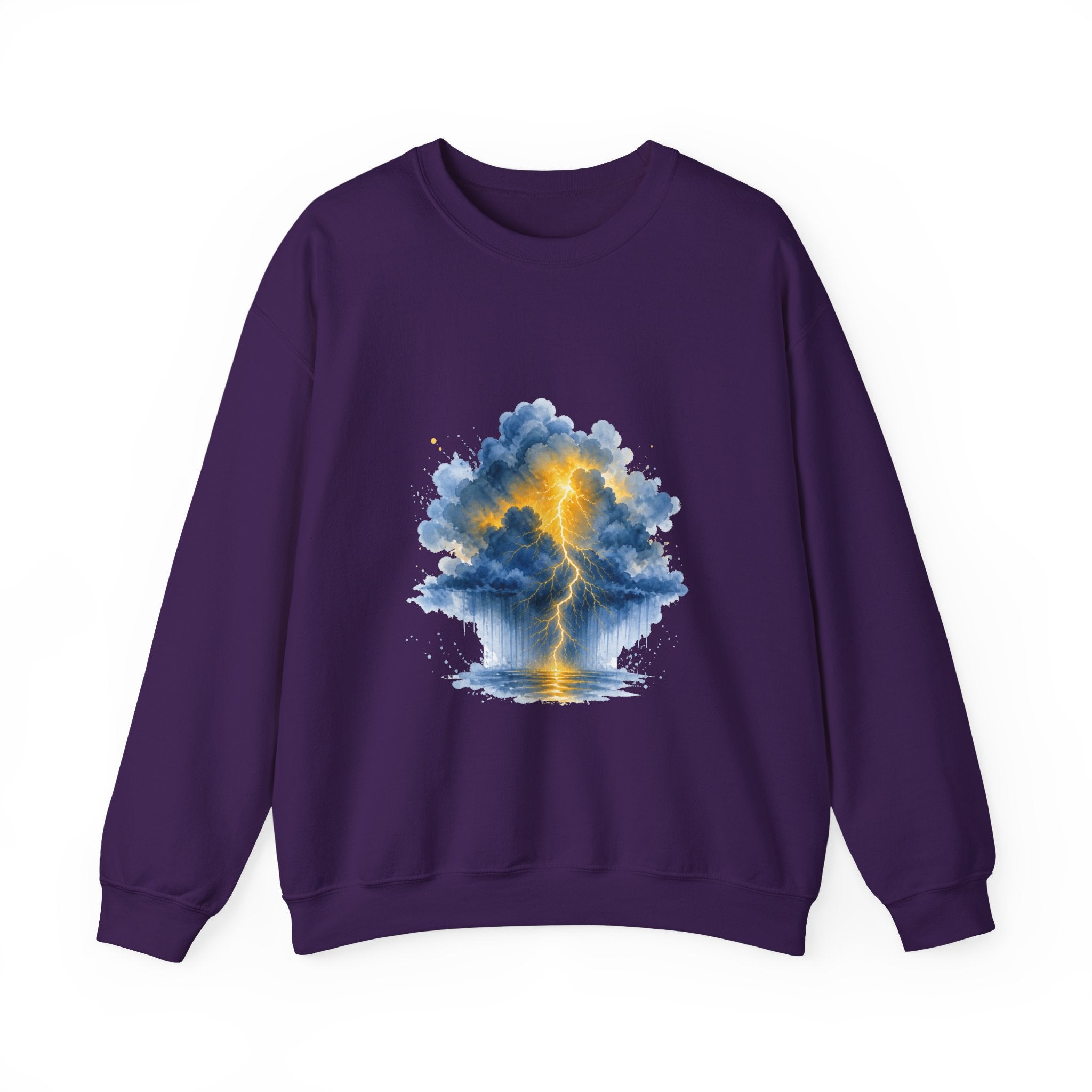 Matching Couple Sweatshirt - Storm & Rainbow Matching Couple Premium Fleece Sweatshirt Watercolor Art His Hers Birthday Gift - Design A