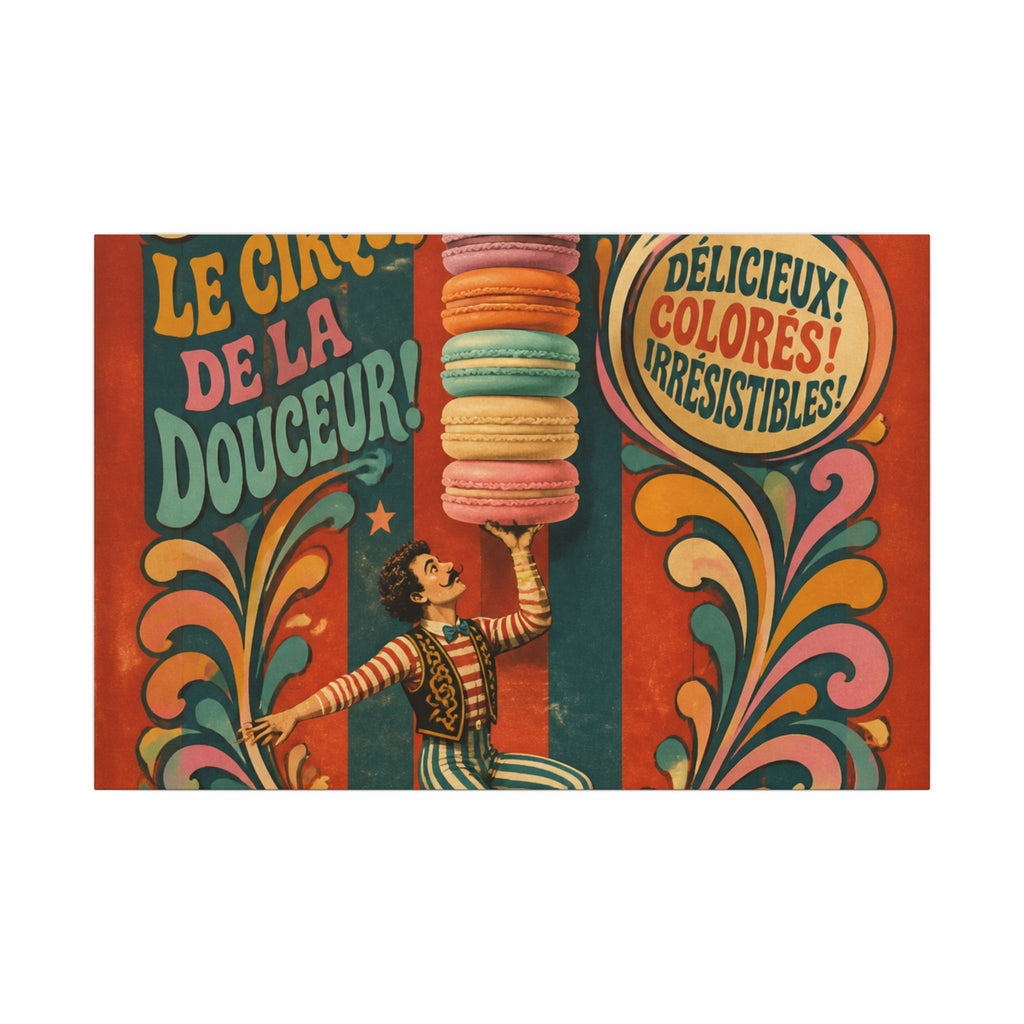 Macaron Balancing Tower Wall Art Canvas 24×36 Psychedelic Dining Room Decor Maximalist Print