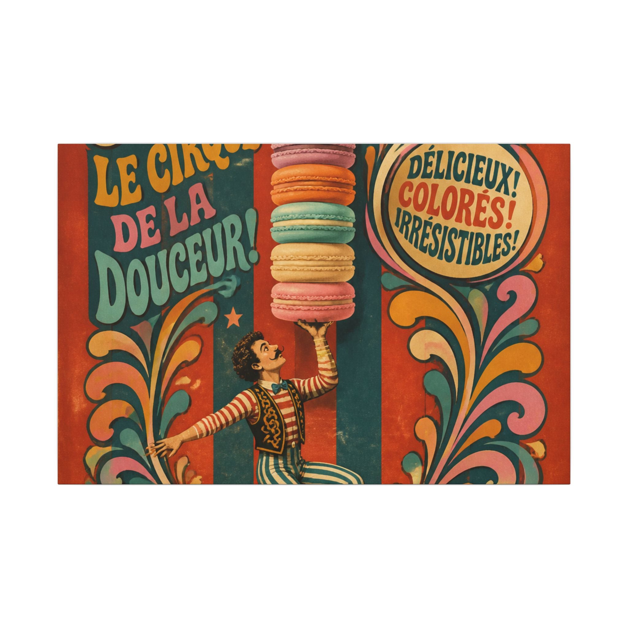 Macaron Balancing Tower Wall Art Canvas 24×36 Psychedelic Dining Room Decor Maximalist Print