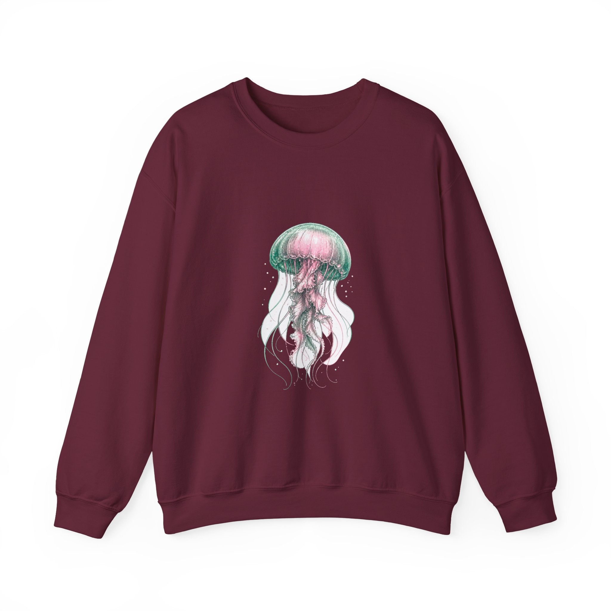 Matching Couple Sweatshirt - Octopus & Jellyfish Matching Couple Premium Fleece Sweatshirt Hand-Drawn Art His Hers Anniversary Gift - Design B
