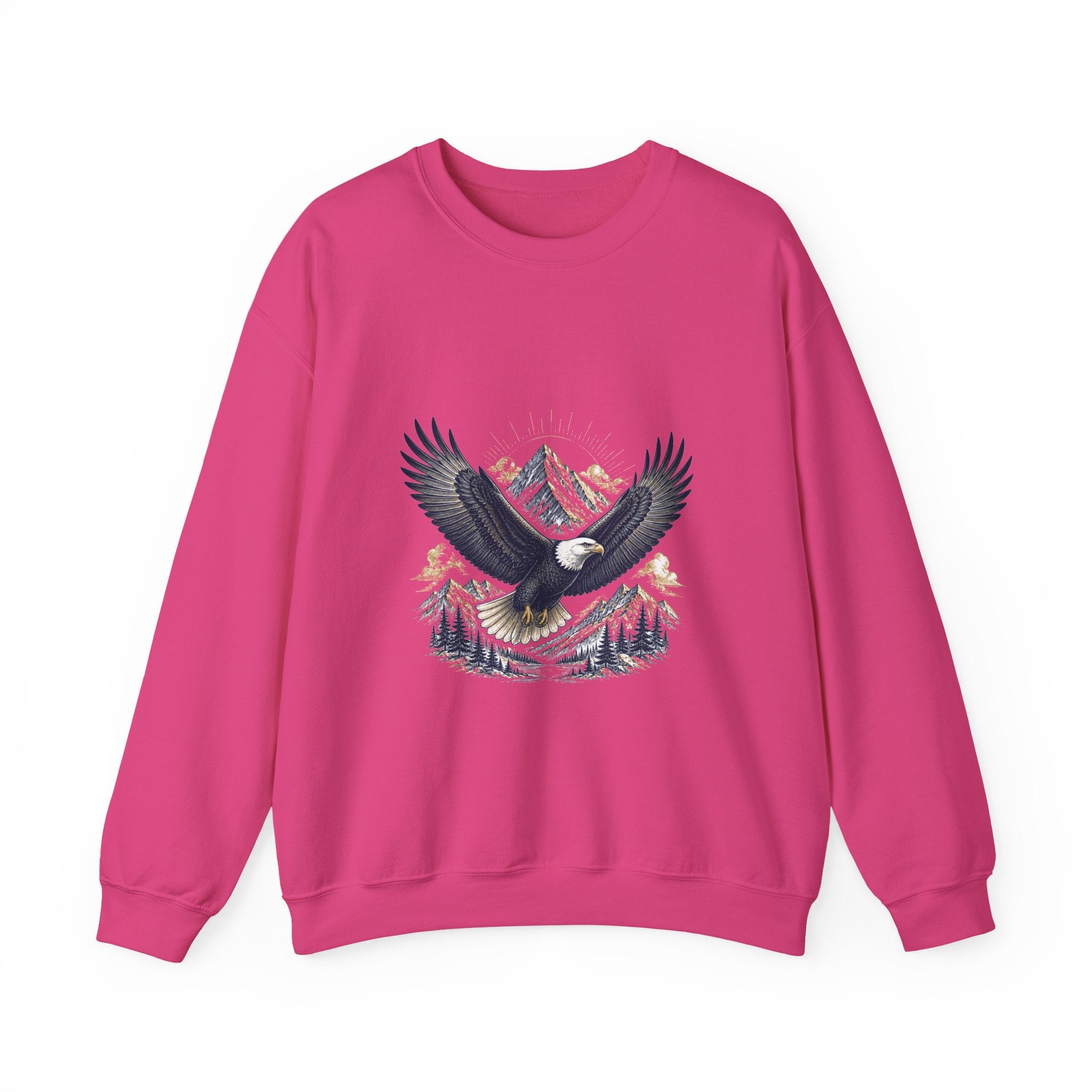 Matching Couple Sweatshirt - Eagle & Whale Matching Couple Crewneck Sweatshirt Vintage Art His Hers Wedding Gift - Design A