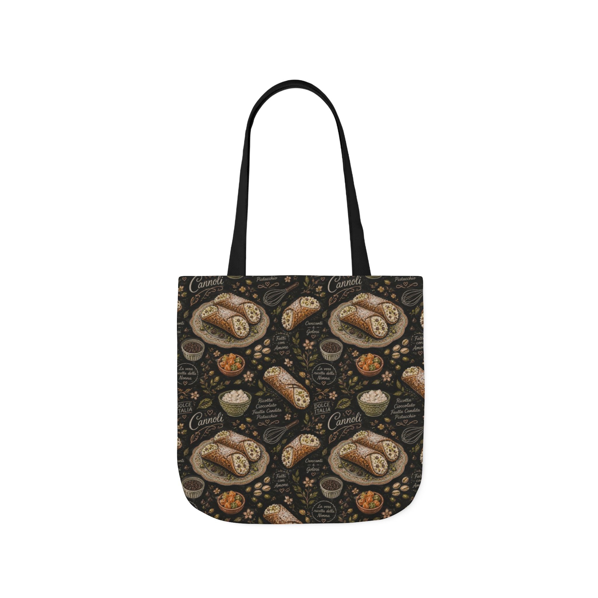 Sicilian Cannoli Canvas Tote Bag Mediterranean Kitchen Chalk Art Design Italian Cottagecore Gift