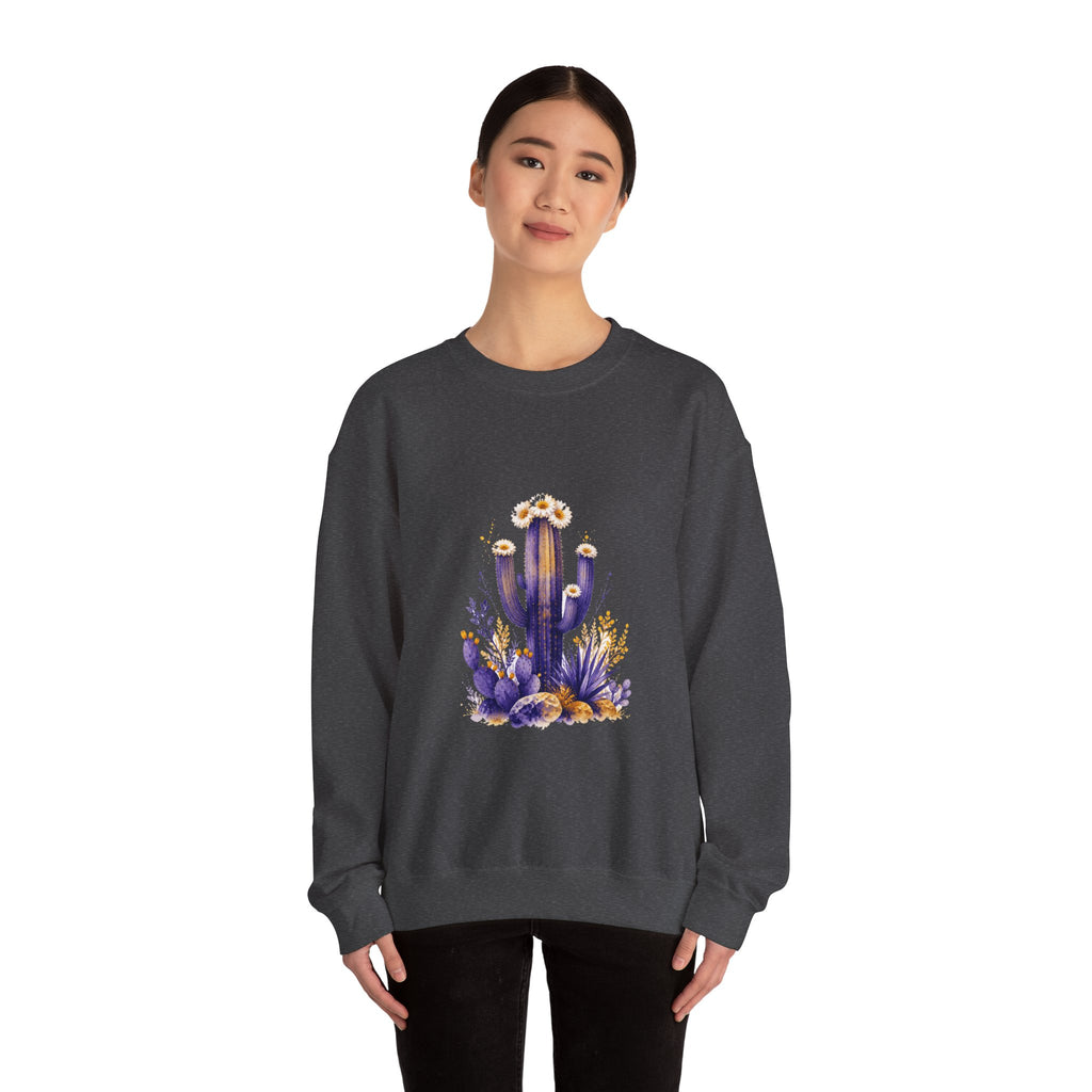 Matching Couple Sweatshirt - Desert & Rainforest Matching Couple Crewneck Sweatshirt Watercolor Art His Hers Engagement Gift - Design A
