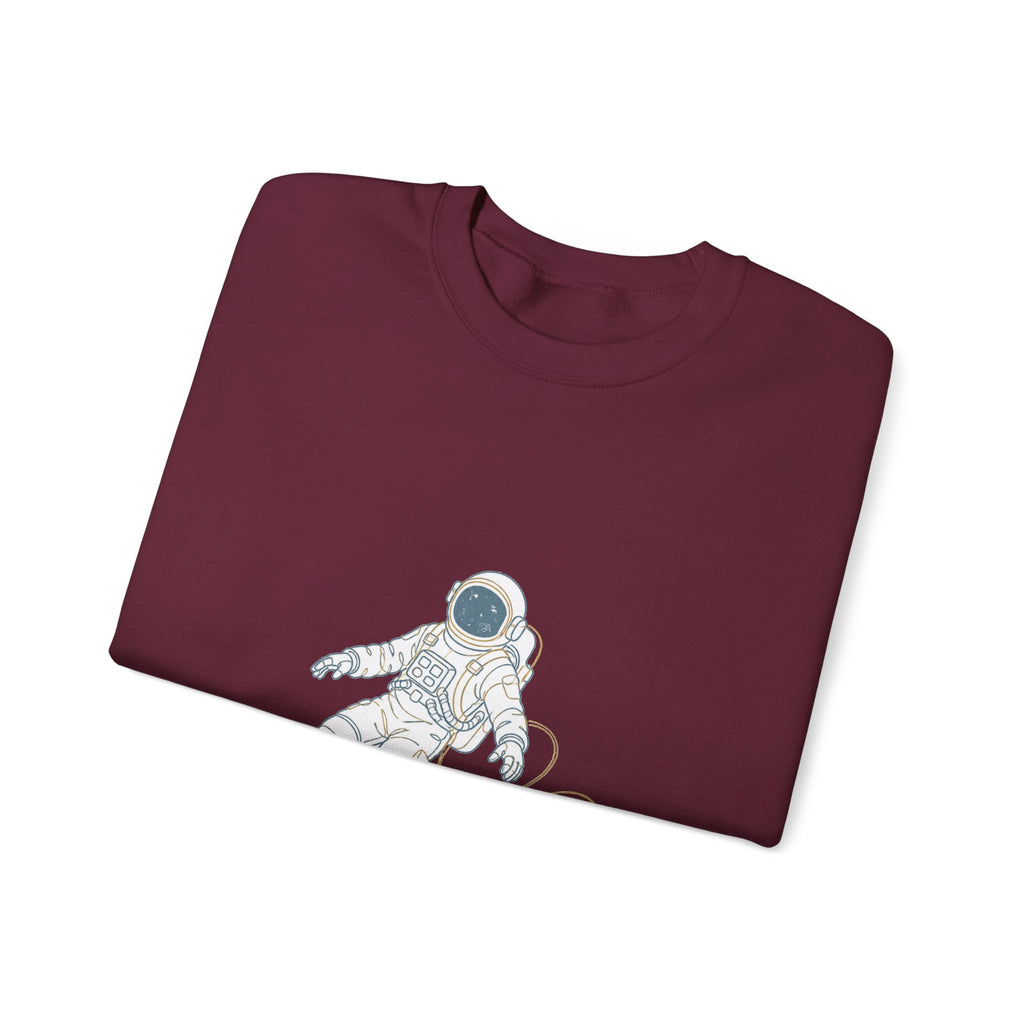 Matching Couple Sweatshirt - Astronaut & Planet Matching Couple Crewneck Sweatshirt Minimalist Art His Hers Valentine Gift - Design A