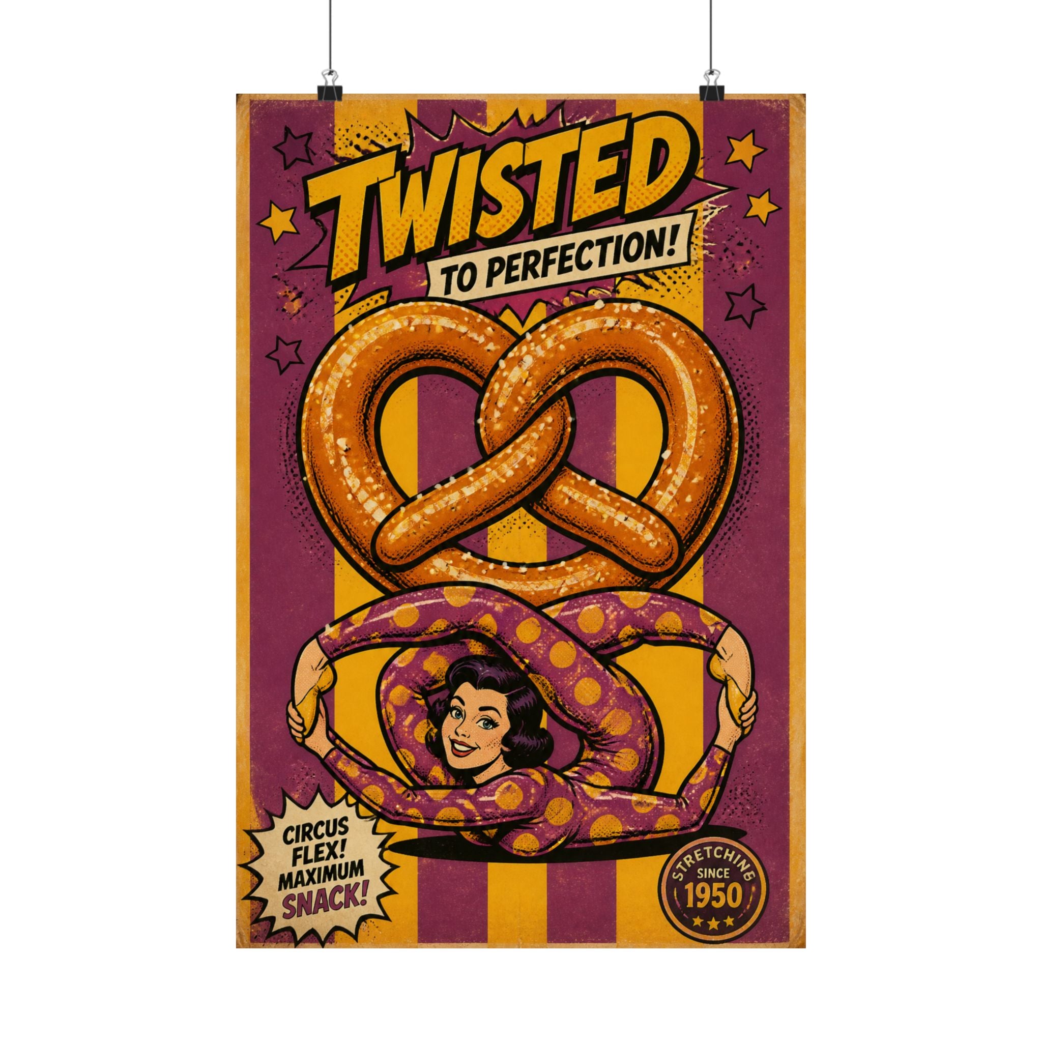 Pretzel Contortionist Wall Art Poster 18×24 Pop Art Living Room Decor Maximalist Print