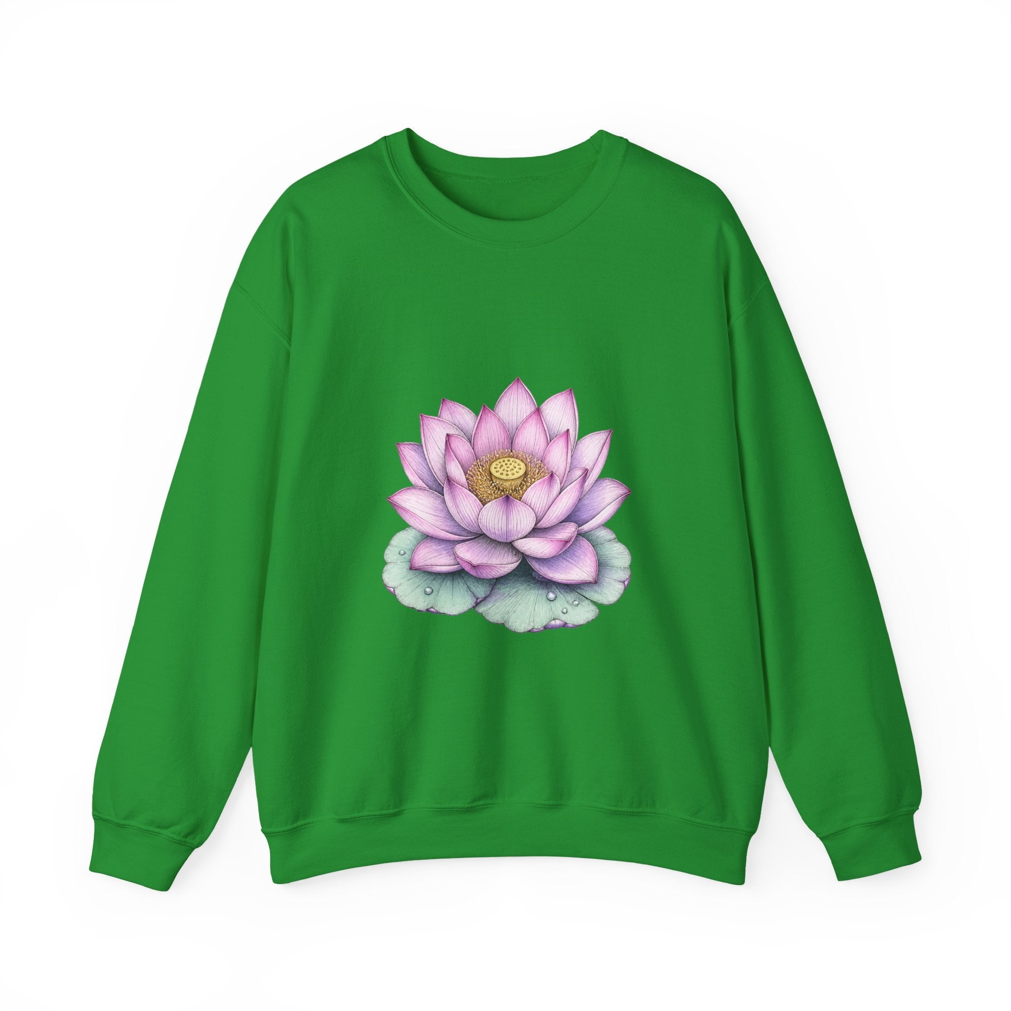 Matching Couple Sweatshirt - Open & Closed Lotus Matching Couple Crewneck Sweatshirt Hand-Drawn Art His Hers Best Friend Gift - Design A