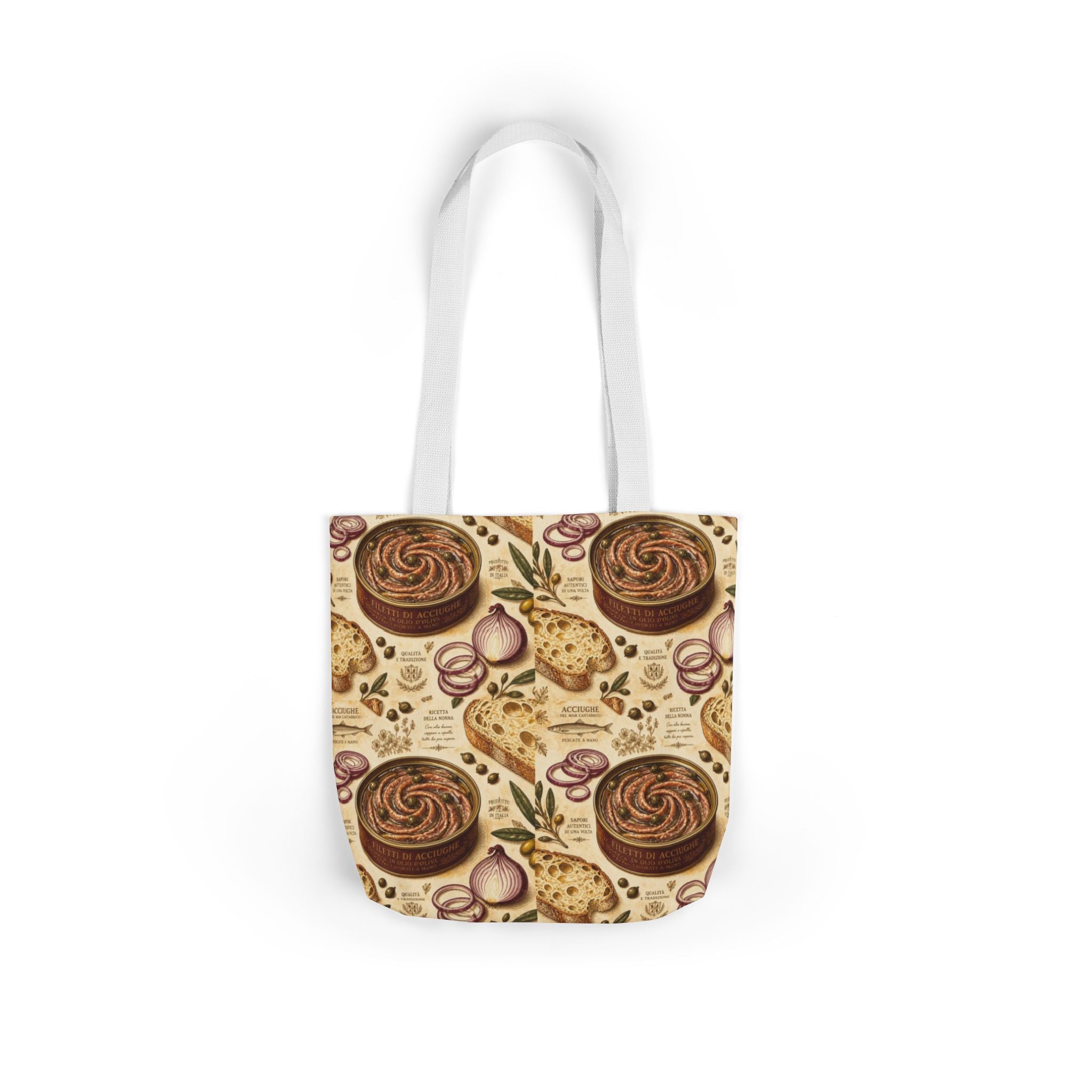 Anchovies & Capers Canvas Tote Bag Mediterranean Kitchen Botanical Design Italian Cottagecore Gift
