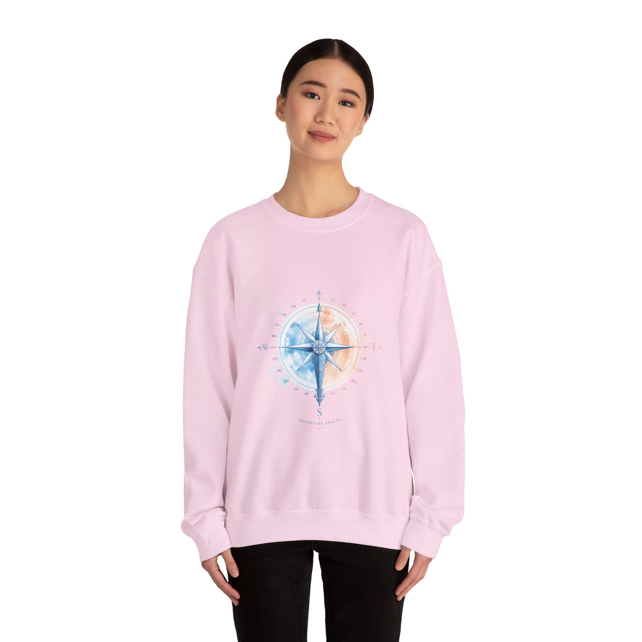 Matching Couple Sweatshirt - Compass North & South Matching Couple Premium Fleece Sweatshirt Watercolor Art His Hers Birthday Gift - Design B