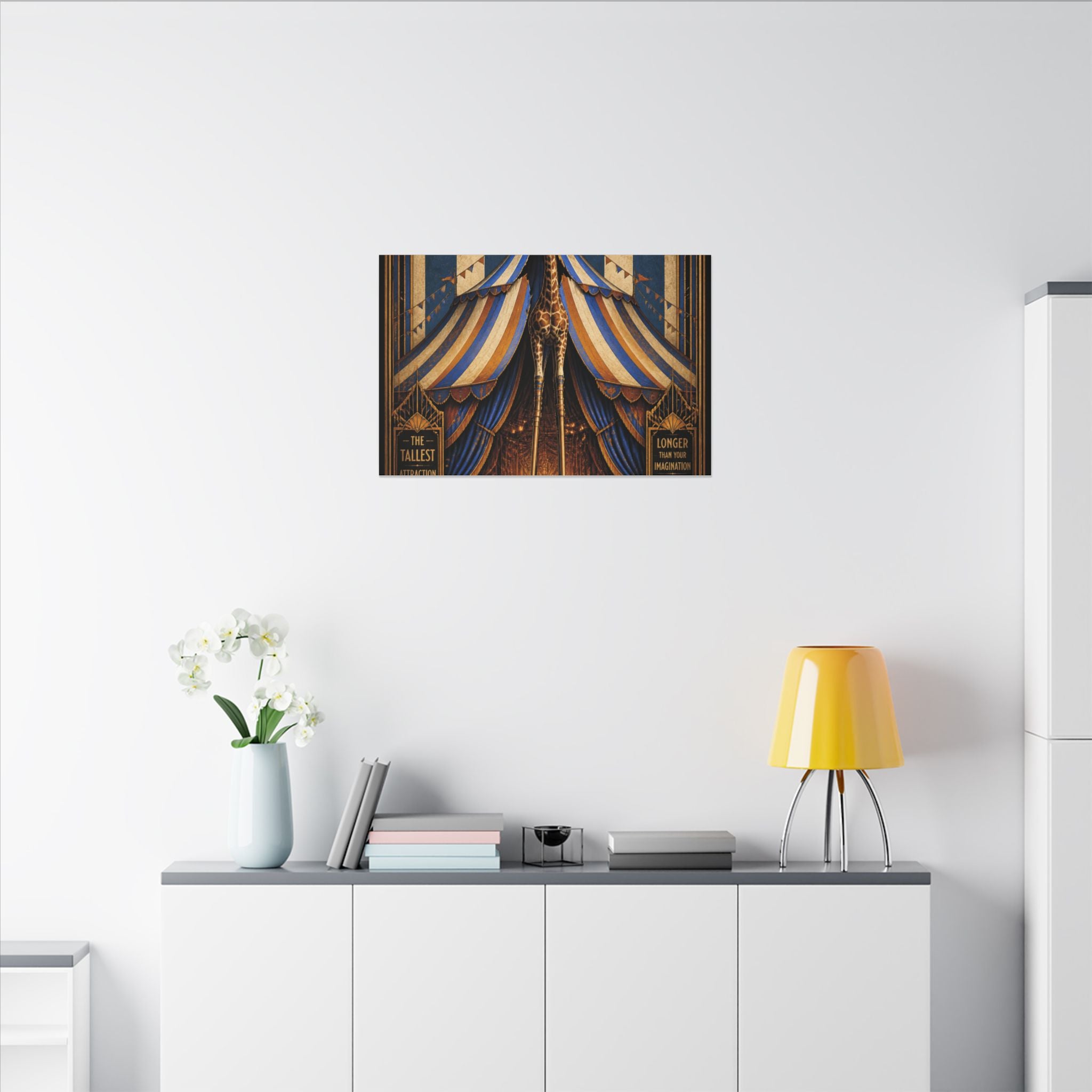 Giraffe on Stilts Wall Art Canvas 16×20 Art Deco Entryway Decor Maximalist Print