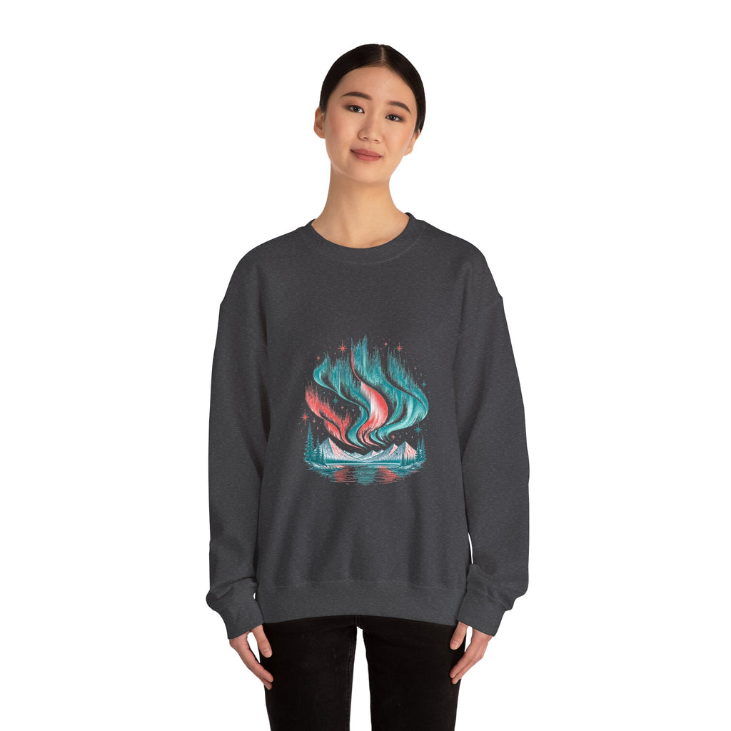Matching Couple Sweatshirt - Aurora & Southern Cross Matching Couple Comfort Colors Crew Hand-Drawn Art His Hers Anniversary Gift - Design A