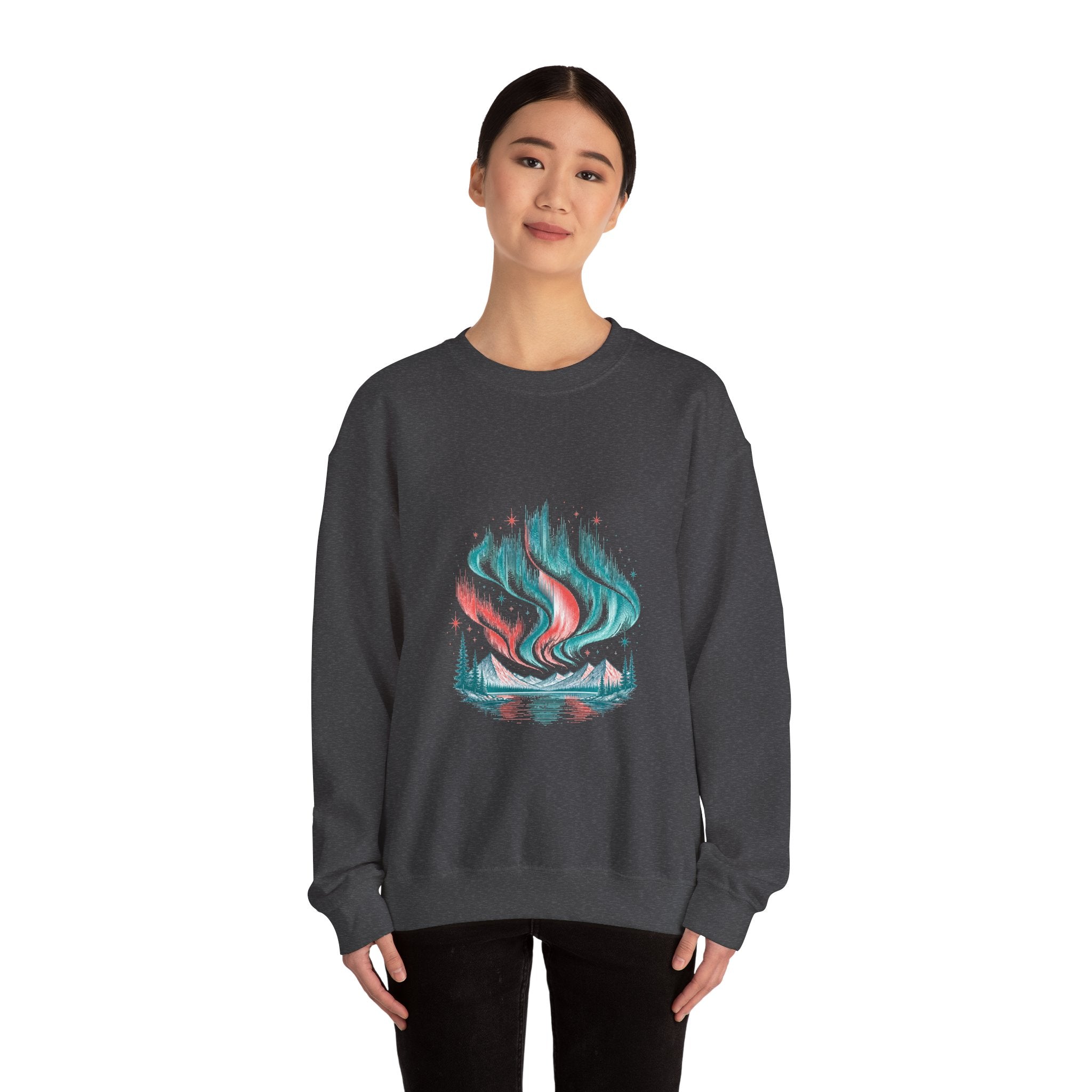 Matching Couple Sweatshirt - Aurora & Southern Cross Matching Couple Comfort Colors Crew Hand-Drawn Art His Hers Anniversary Gift - Design A