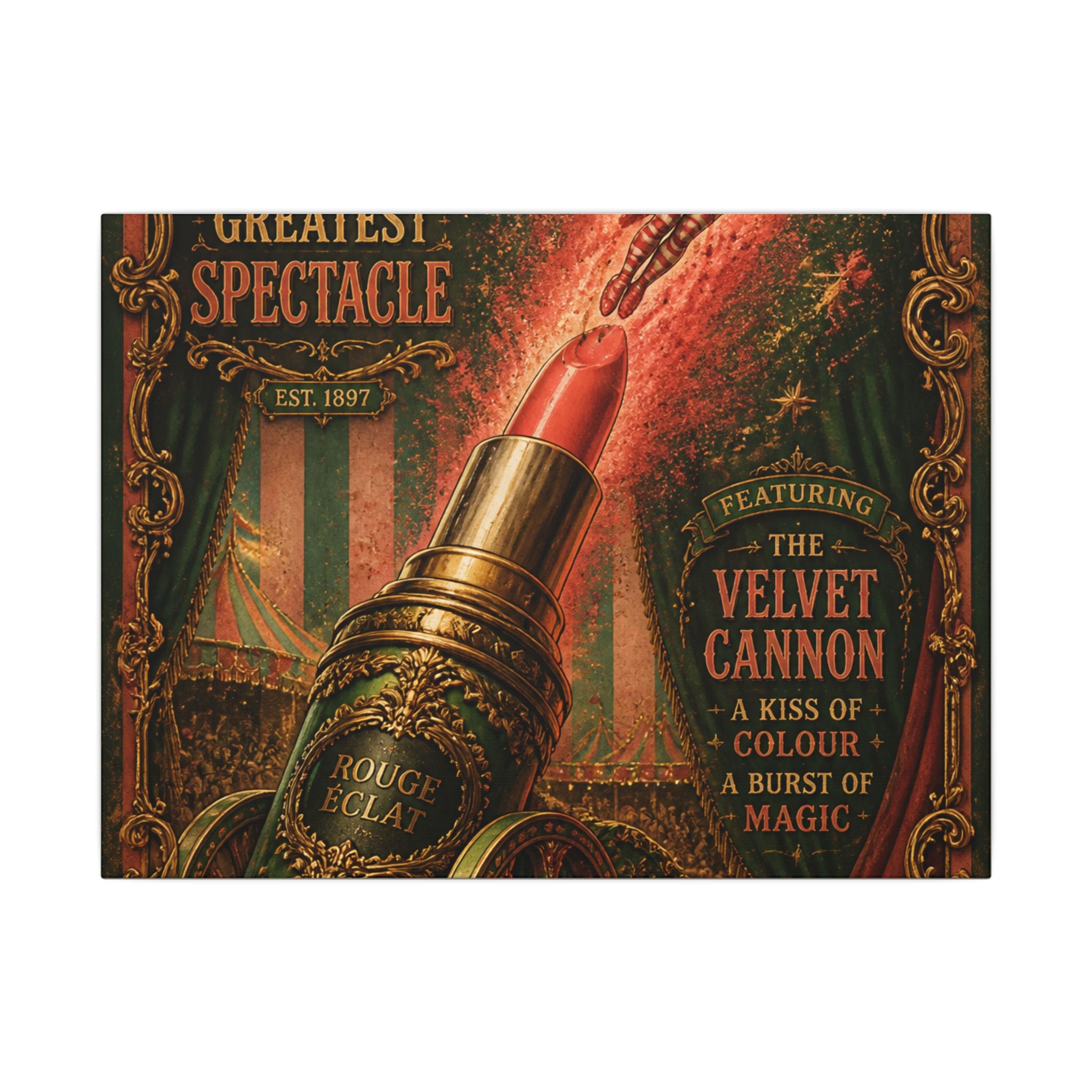 Lipstick Cannon Wall Art Canvas 16×20 Baroque Home Office Decor Maximalist Print