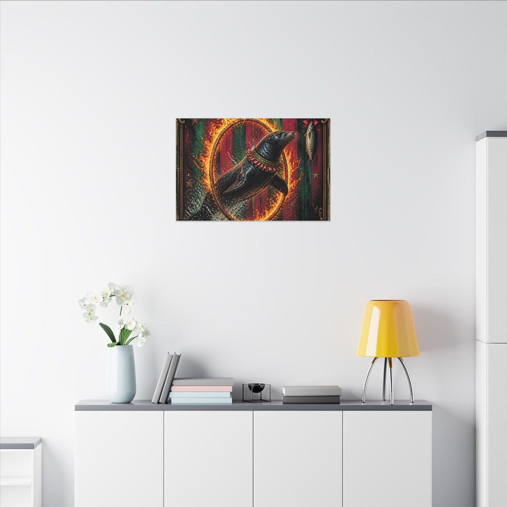 Seal Fire Hoop Wall Art Canvas 16×20 Baroque Home Office Decor Maximalist Print