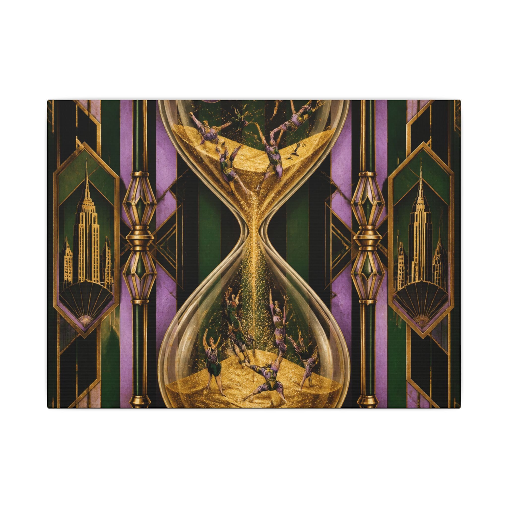 Hourglass Acrobats Wall Art Canvas 24×36 Art Deco Bar Area Decor Maximalist Print