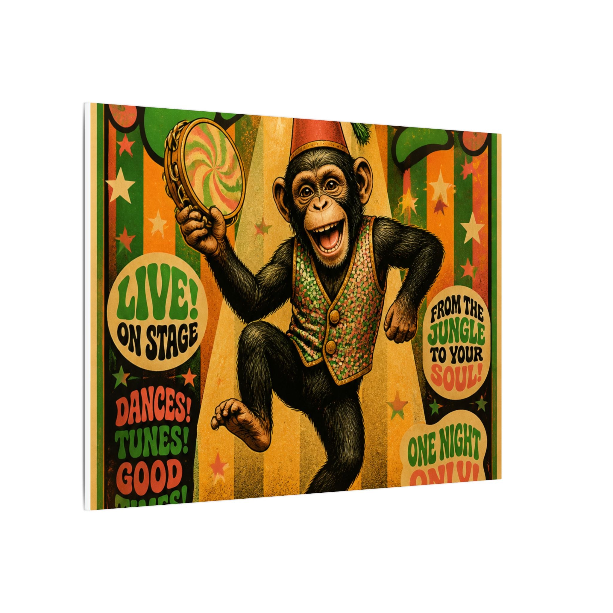 Dancing Monkey Wall Art Canvas 16×20 Psychedelic Cafe Decor Maximalist Print