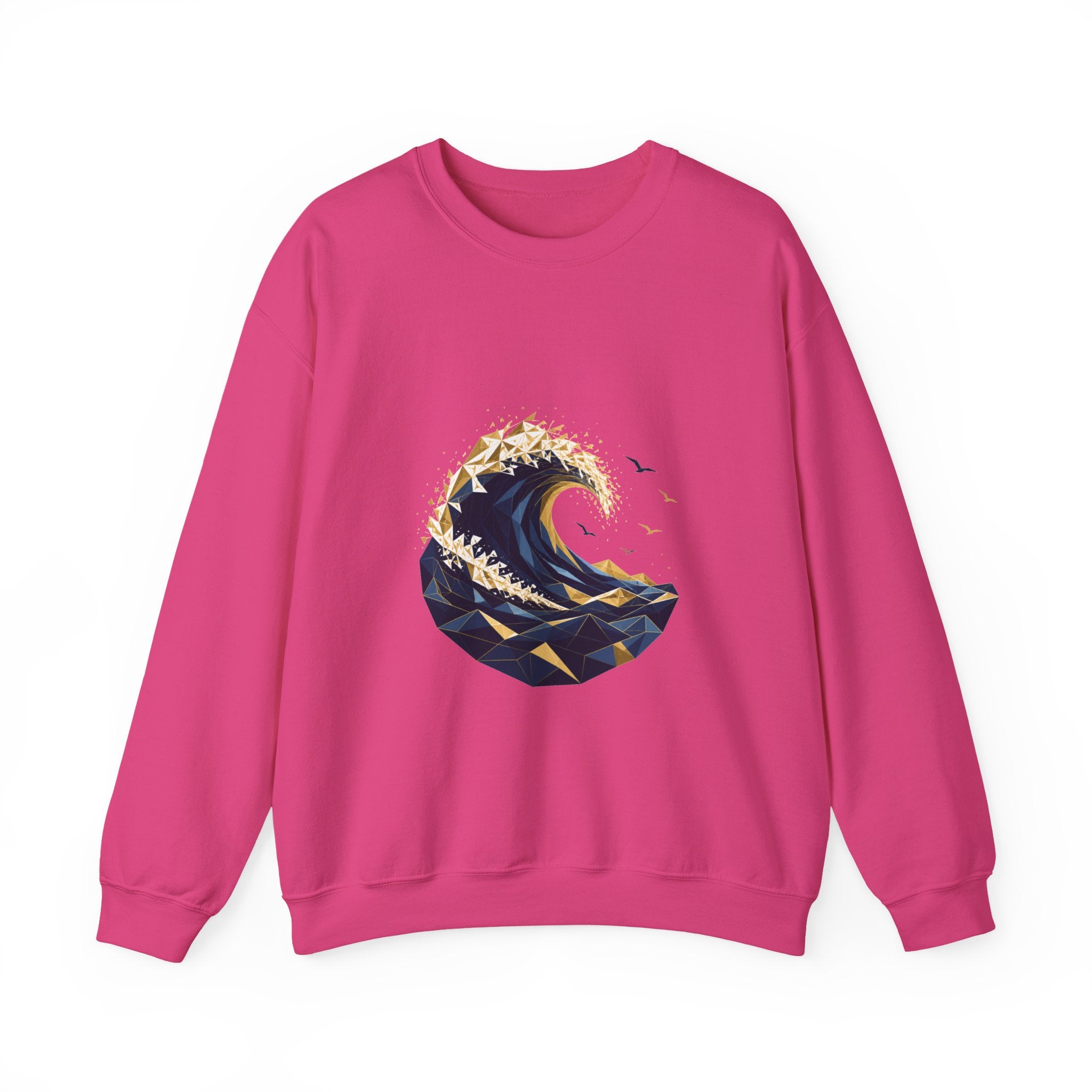 Matching Couple Sweatshirt - Mountain & Ocean Matching Couple Crewneck Sweatshirt Geometric Art His Hers Couple Gift - Design B