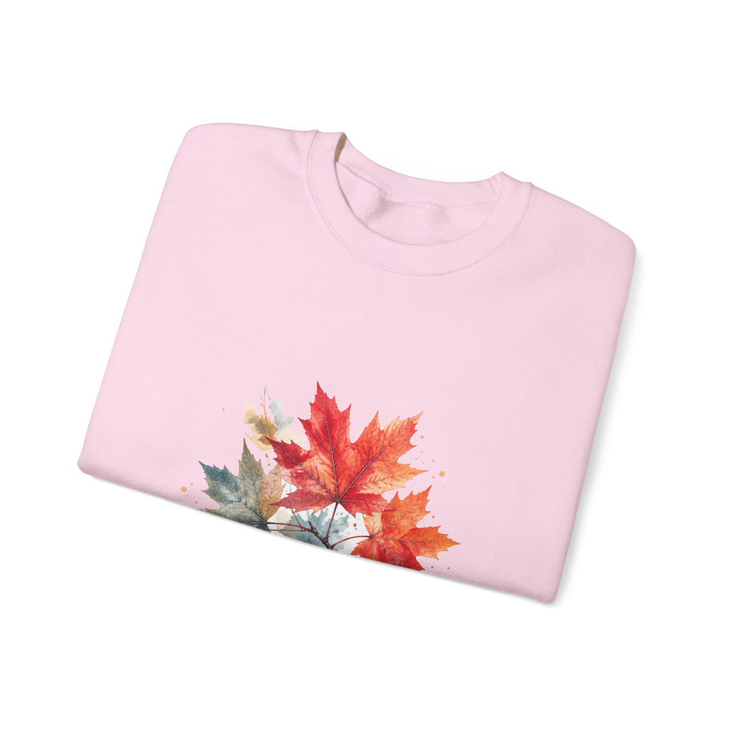 Matching Couple Sweatshirt - Cherry Blossom & Maple Leaf Matching Couple Crewneck Sweatshirt Watercolor Art His Hers Engagement Gift - Design B