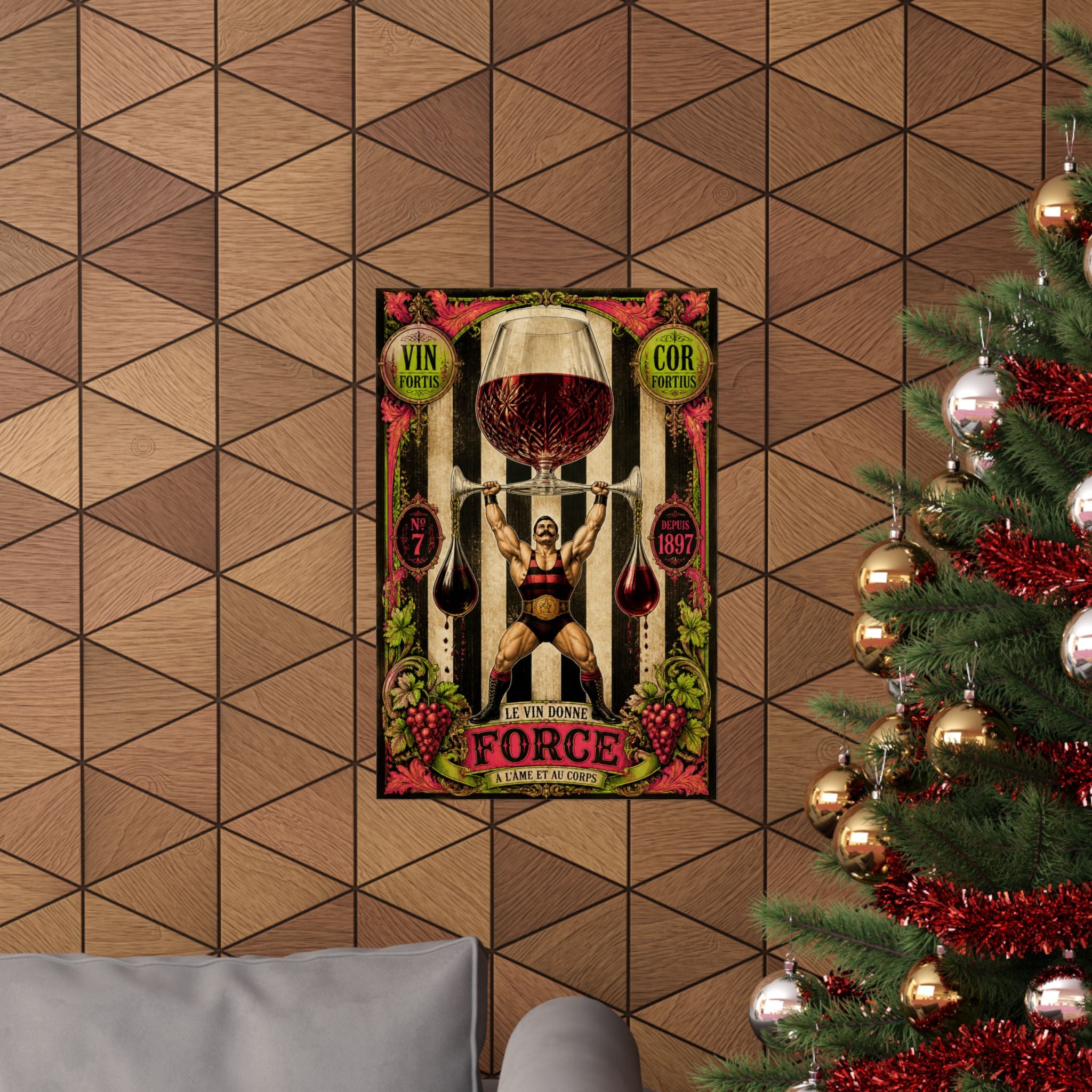 Wine Glass Strongman Wall Art Poster 24×36 Baroque Studio Decor Maximalist Print