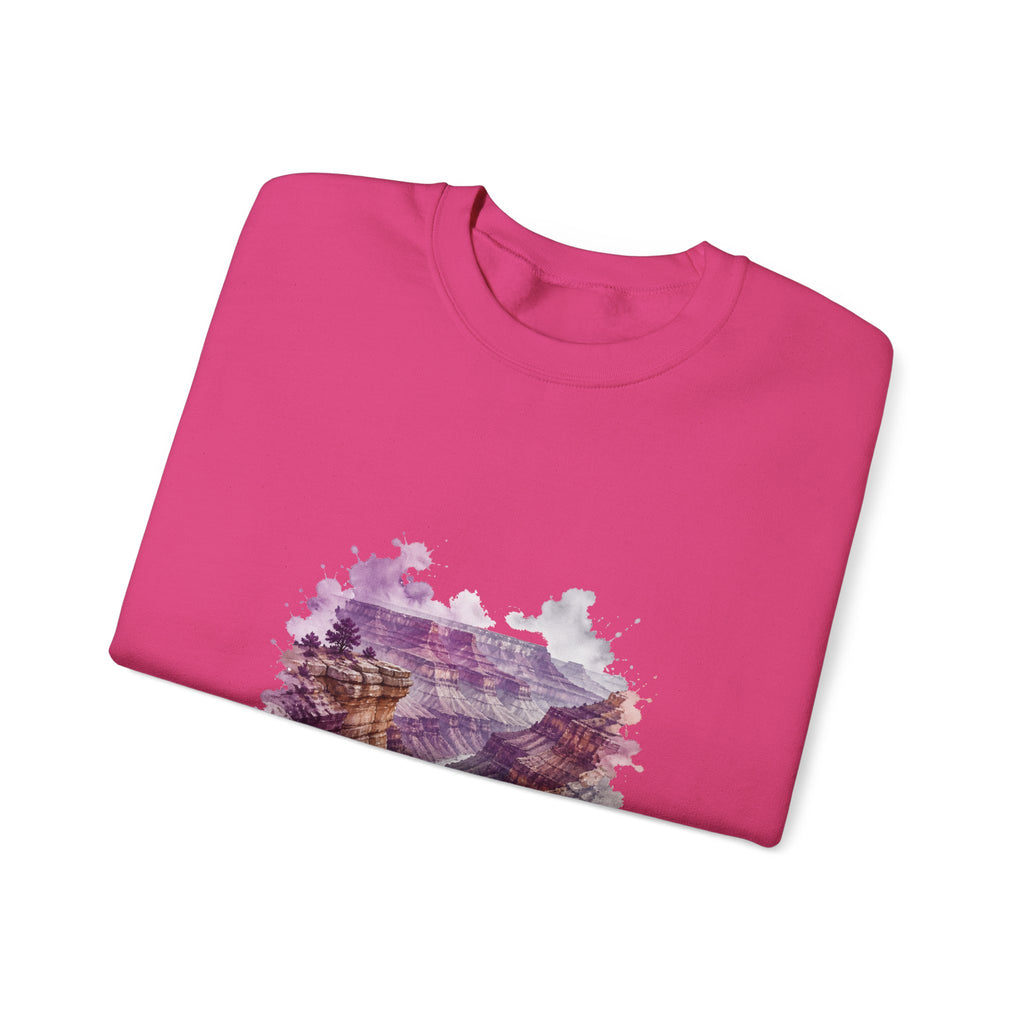 Matching Couple Sweatshirt - Lavender Fields & Canyon Matching Couple Crewneck Sweatshirt Watercolor Art His Hers Engagement Gift - Design B