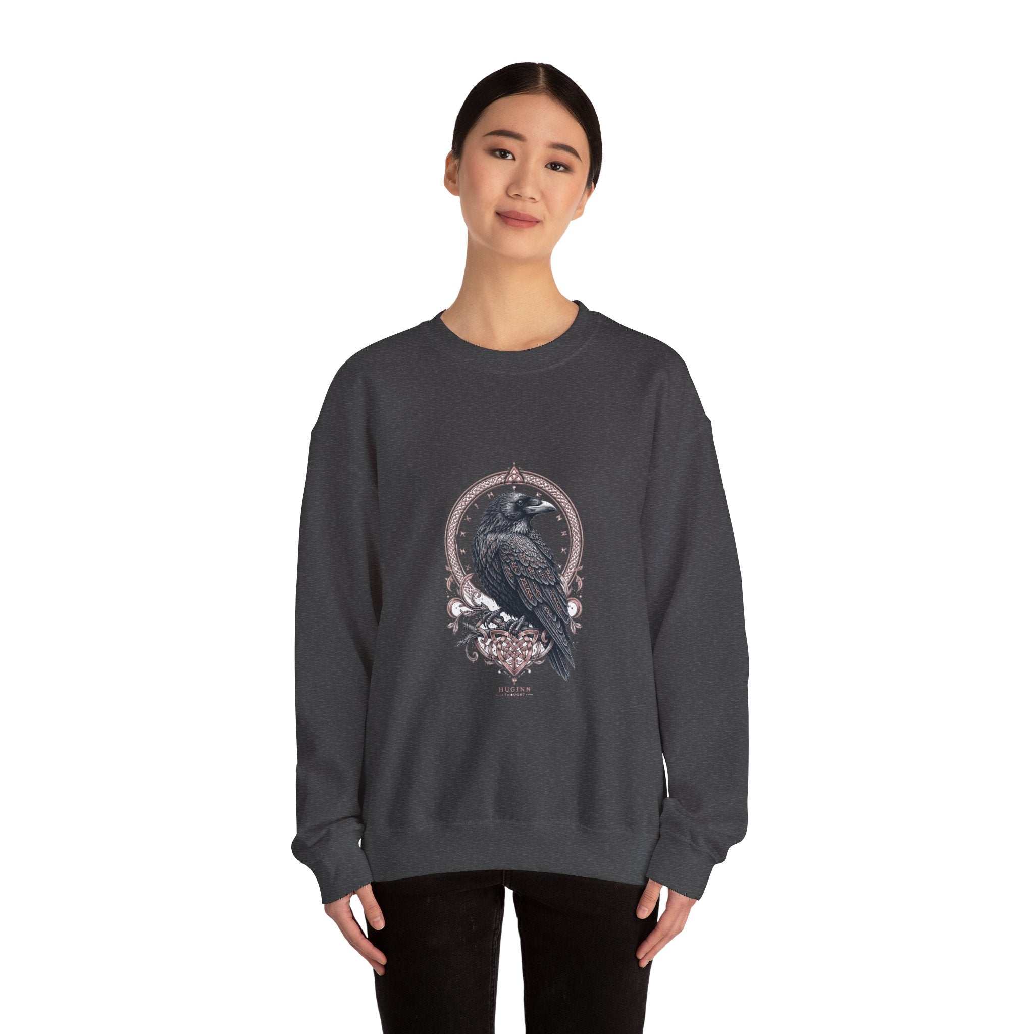 Matching Couple Sweatshirt - Huginn & Muninn Matching Couple Comfort Colors Crew Hand-Drawn Art His Hers Anniversary Gift - Design A