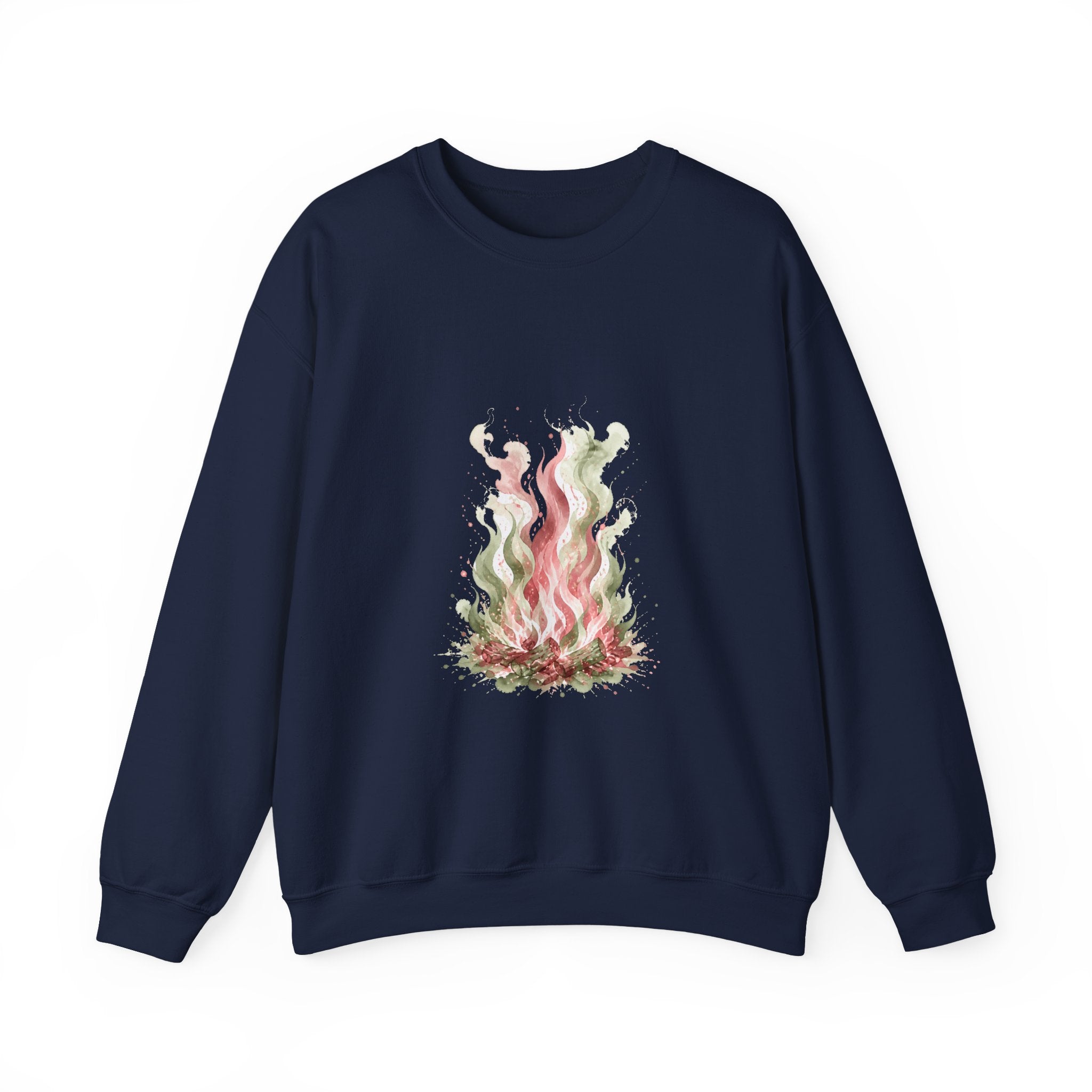 Matching Couple Sweatshirt - Wildfire & Waterfall Matching Couple Premium Fleece Sweatshirt Watercolor Art His Hers Birthday Gift - Design A