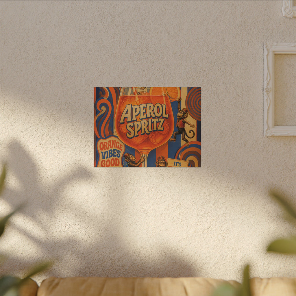 Aperol Spritz Monkeys Wall Art Canvas 24×36 Psychedelic Dining Room Decor Maximalist Print