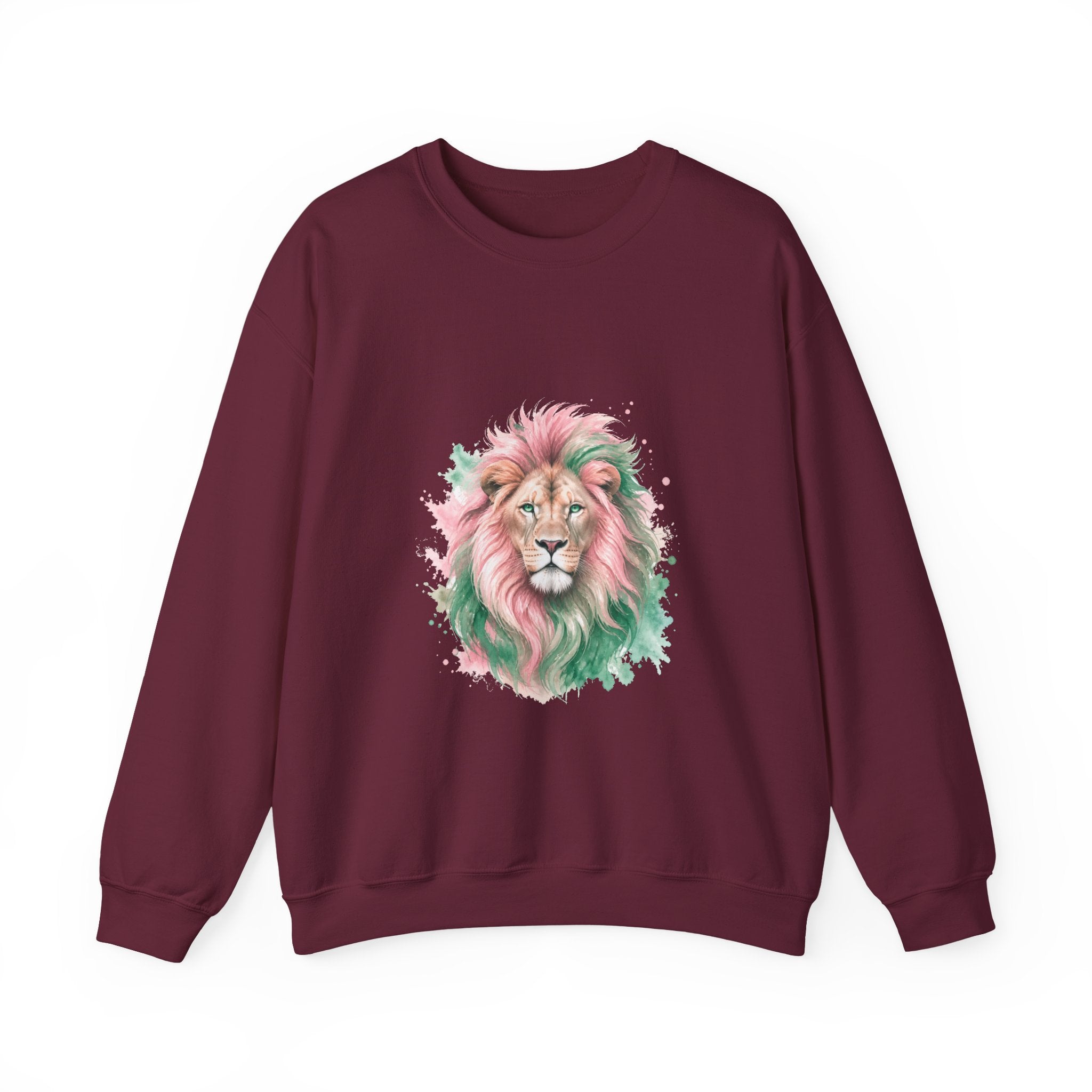 Matching Couple Sweatshirt - Lion & Lamb Matching Couple Premium Fleece Sweatshirt Watercolor Art His Hers Birthday Gift - Design A