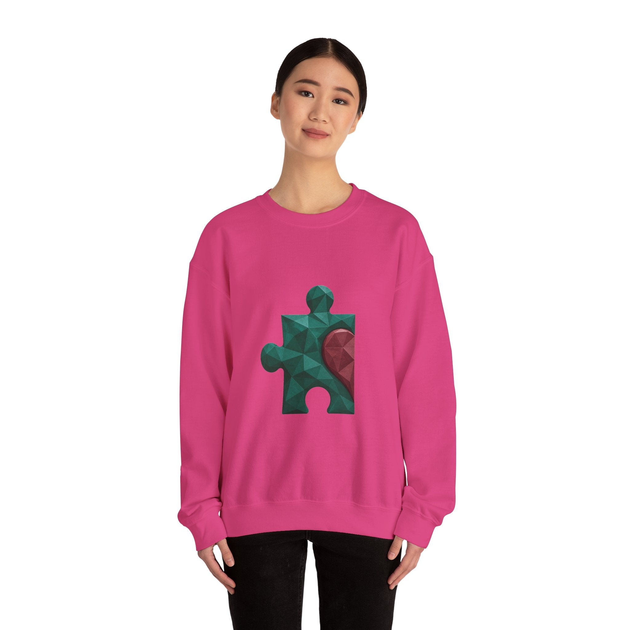 Matching Couple Sweatshirt - Puzzle Pieces Matching Couple Premium Fleece Sweatshirt Geometric Art His Hers Love Gift - Design A